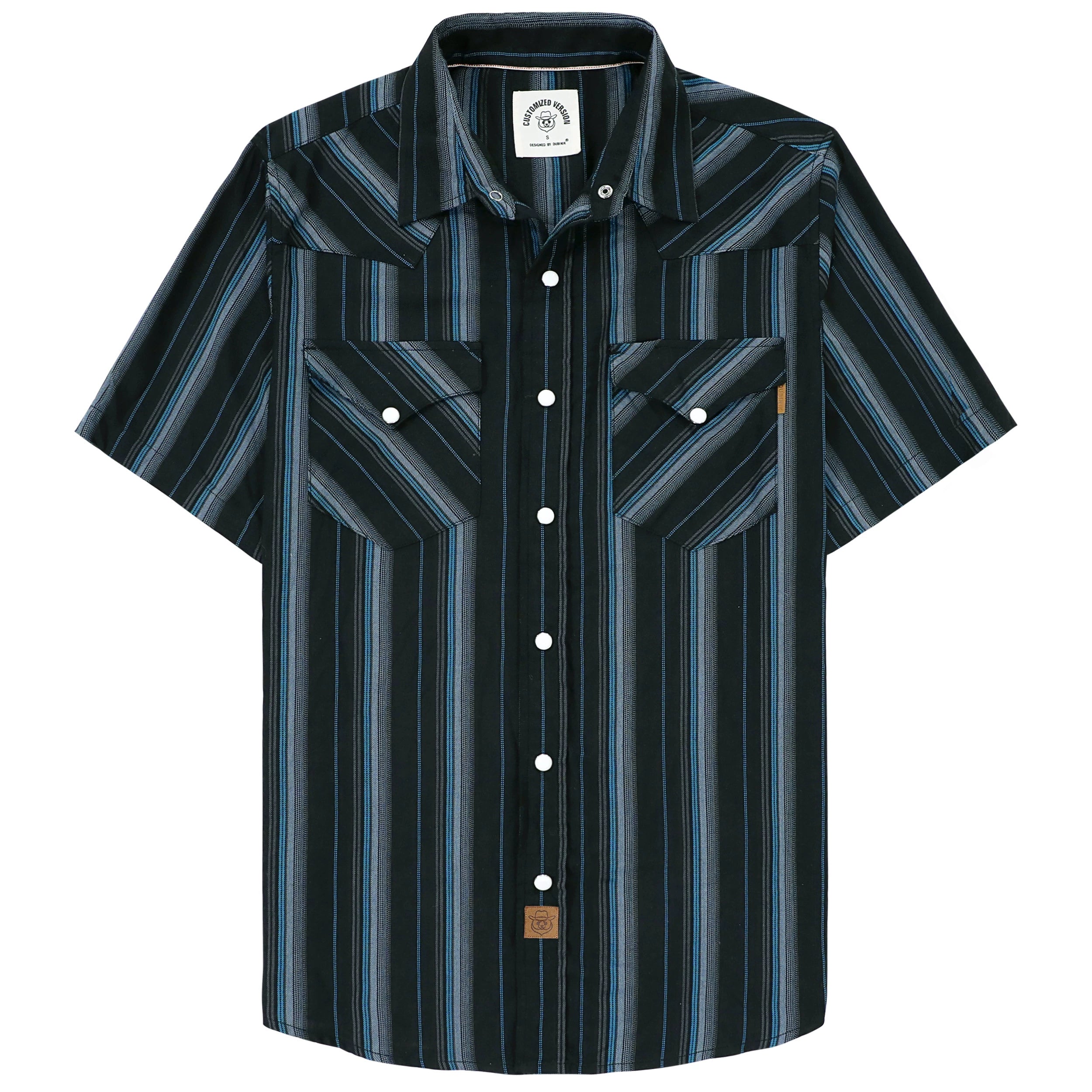 Dubinik®Bambusfaser Herrenhemden Kurzarm Kariertes Hemd Männer Western Cowboy Pearl Snap Vintage Casual Kariertes Hemd #29506