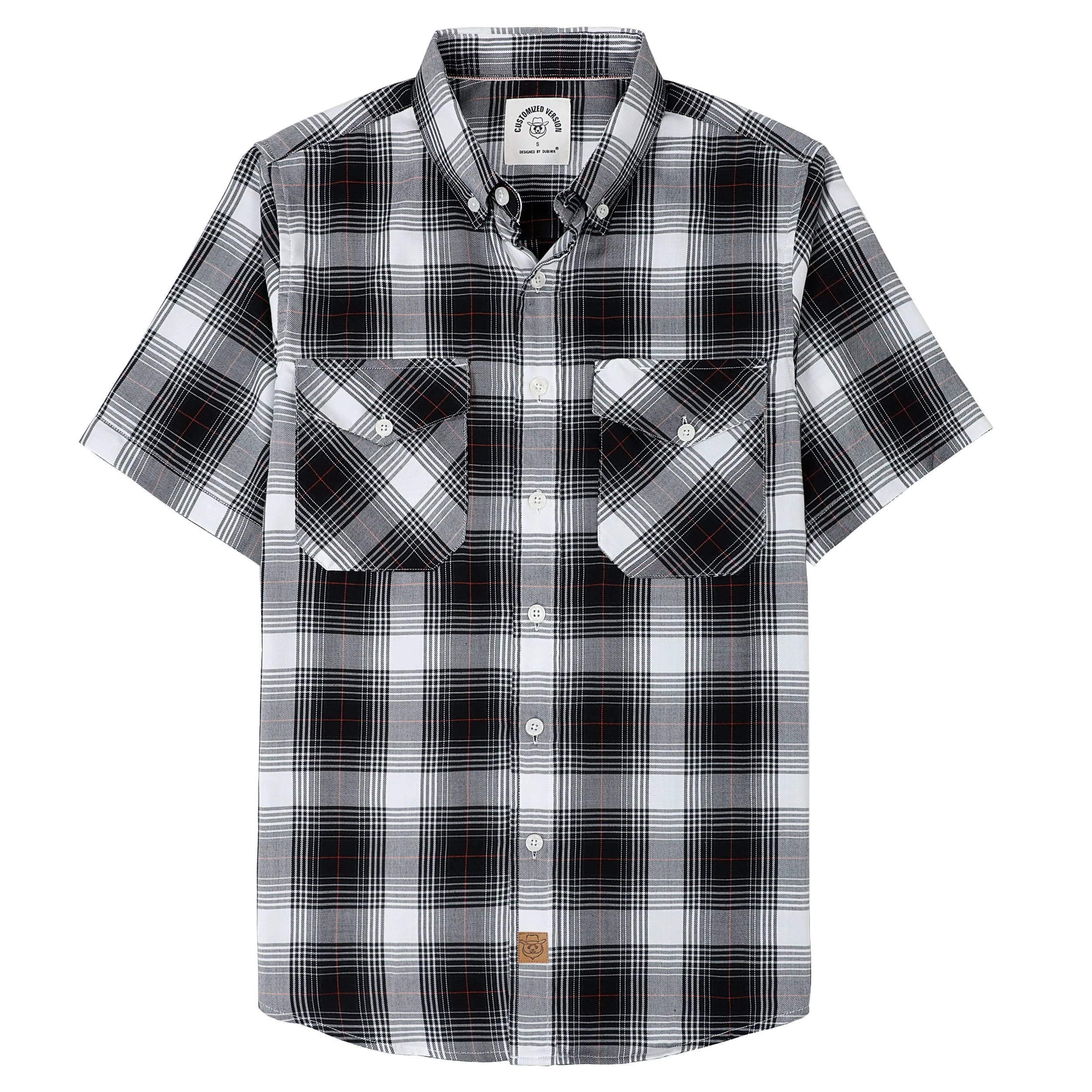 Dubinik® Bamboo Viscose Mens Short Sleeve Button Down Pockets Shirts#39011