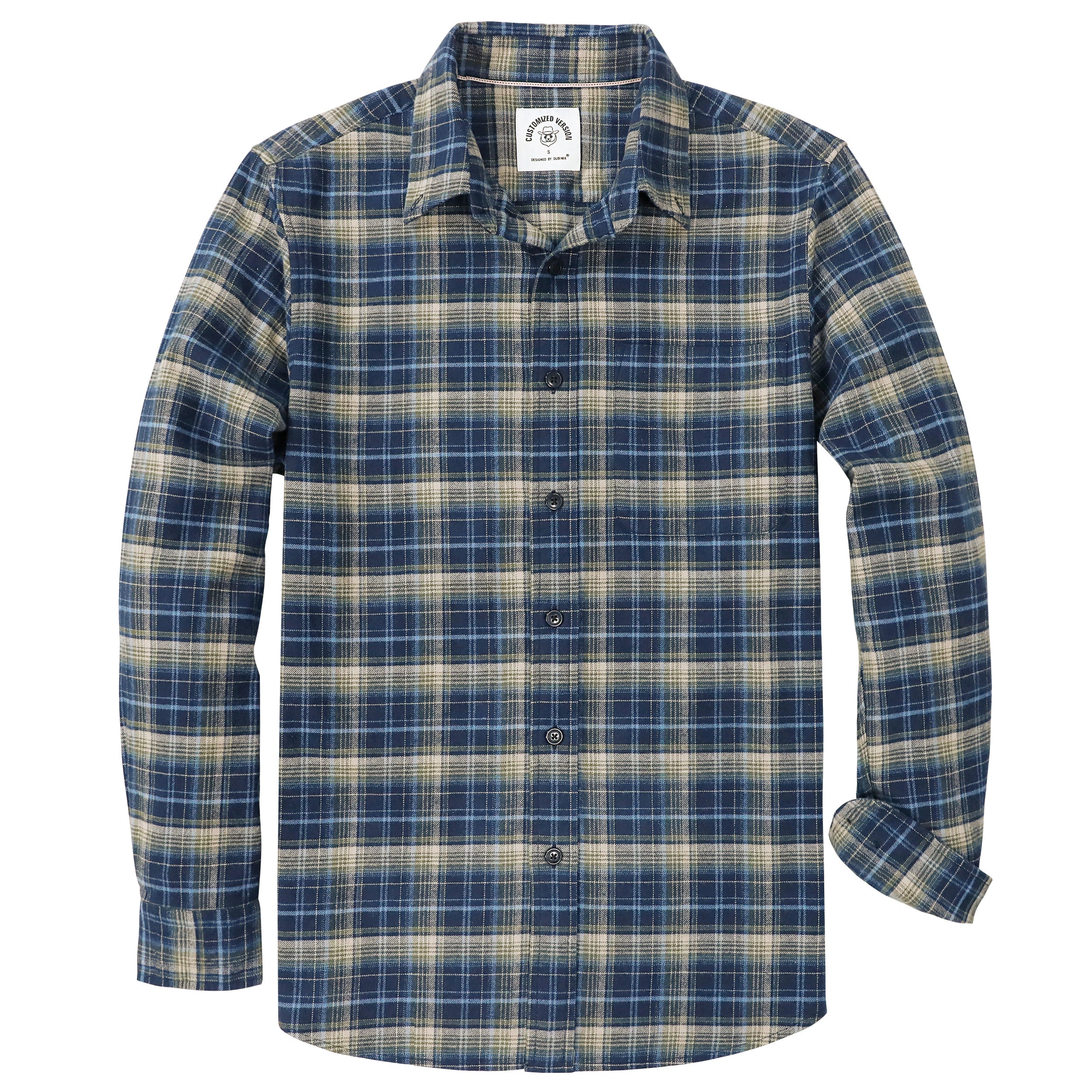 Dubinik® Herren Flanellhemden Langarm Button-Down Freizeit Arbeitshemd Kariert Herren Alle Baumwolle Weich mit Tasche Regular Fit #03-048