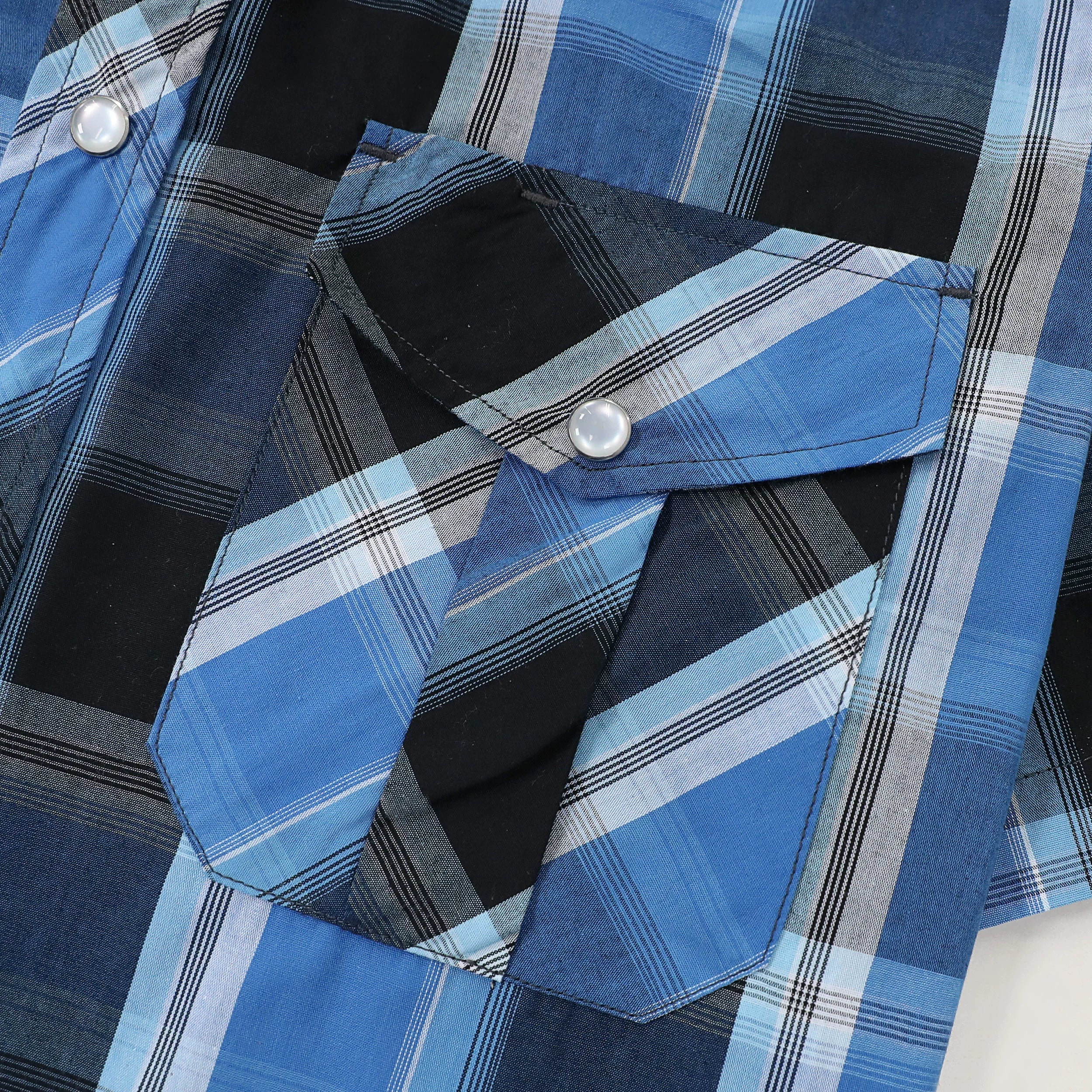 Chemises western Dubinik® pour hommes, manches courtes, carreaux, boutons-pression nacrés, chemise boutonnée, chemise de travail décontractée style cowboy #41019