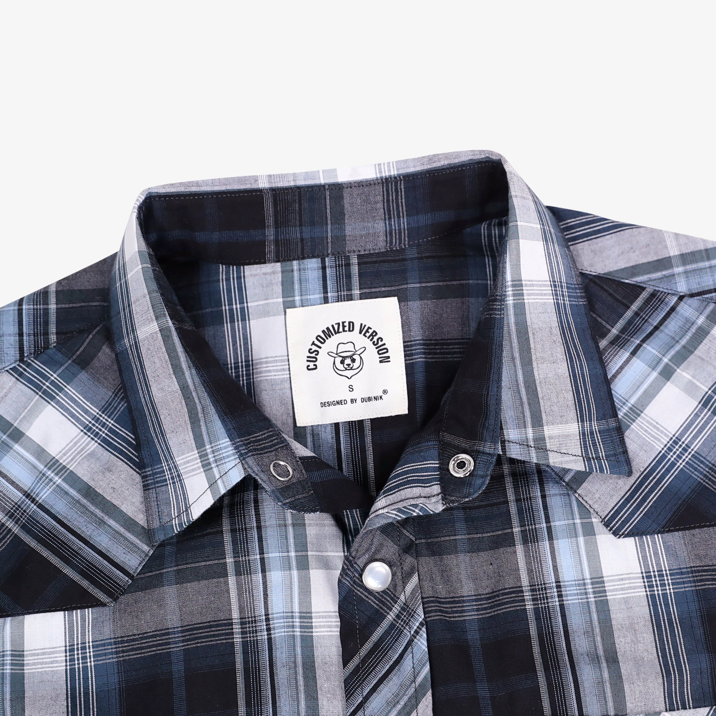 Dubinik® Westernhemden für Herren, kurzärmelig, kariert, Perlendruckknöpfe, Hemden für Herren, Button-Up-Hemd, Cowboy, lässiges Arbeitshemd #41024