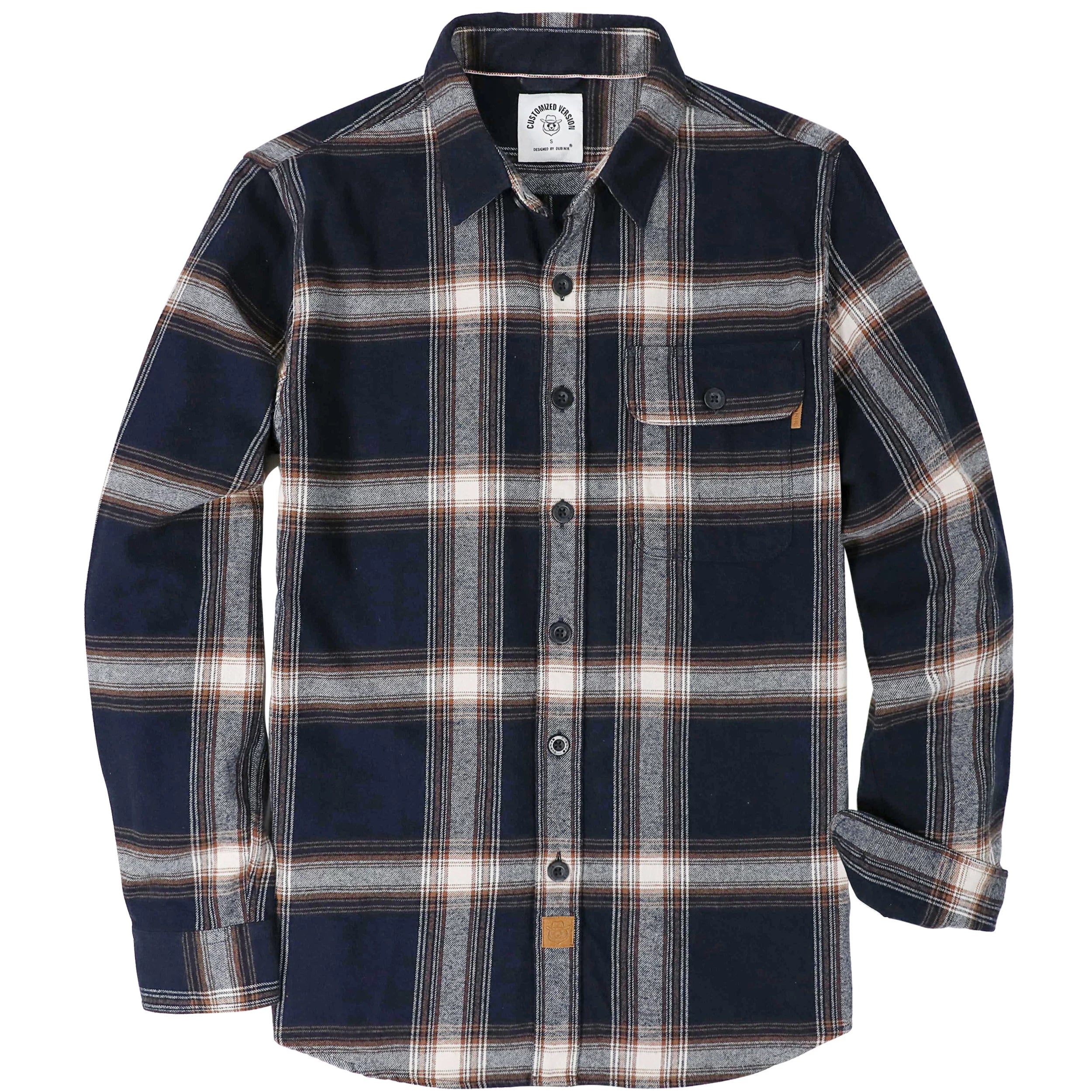 Chemise à carreaux Dubinik® à manches longues et mi-lourde pour homme, chaude, décontractée et douce, en coton, boutonnée, #3422
