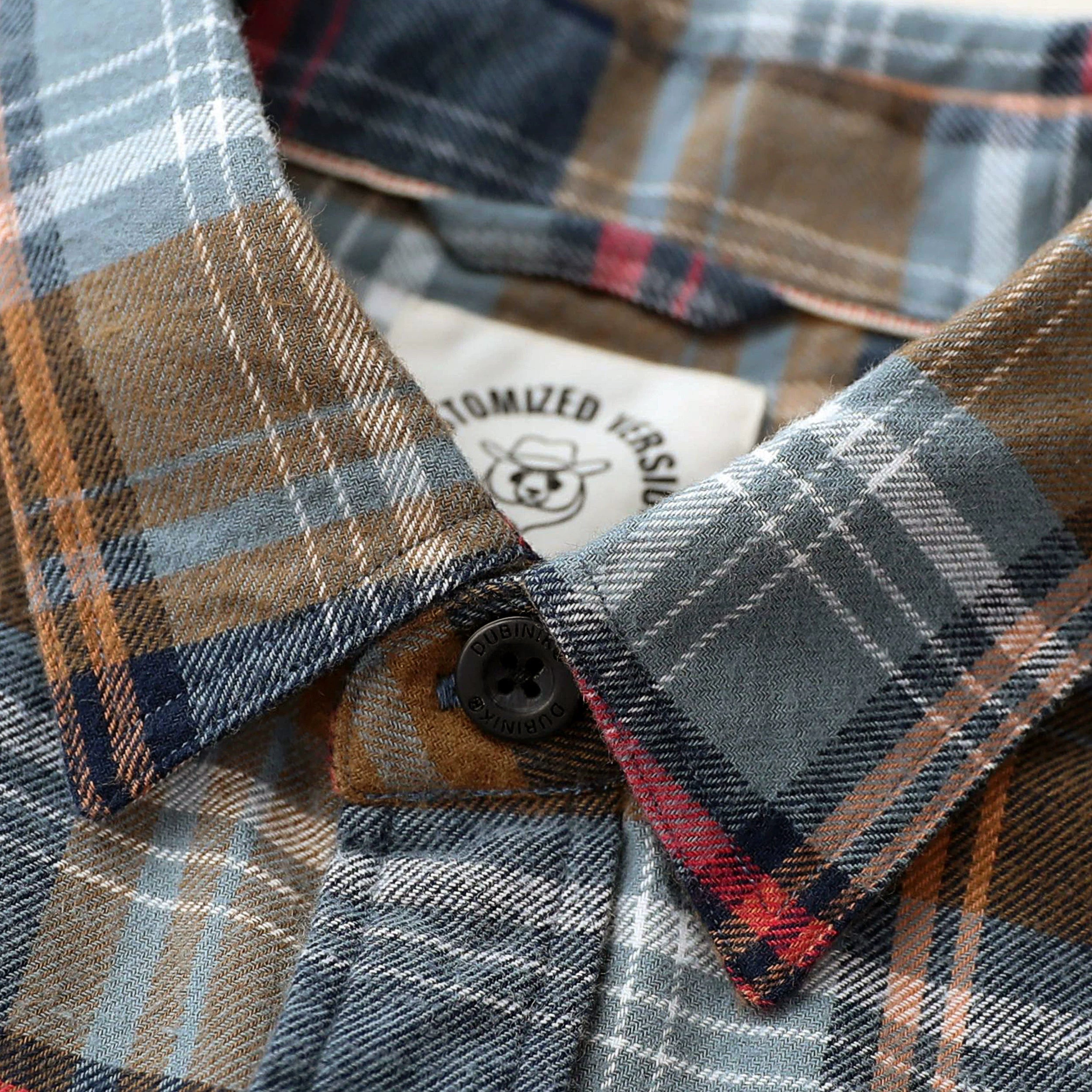 Dubinik® Herren-Flanellhemd mit langen Ärmeln, mittelschwer, warm, lässig, weiche Baumwolle, Button-Down-Karohemd Nr. 3412