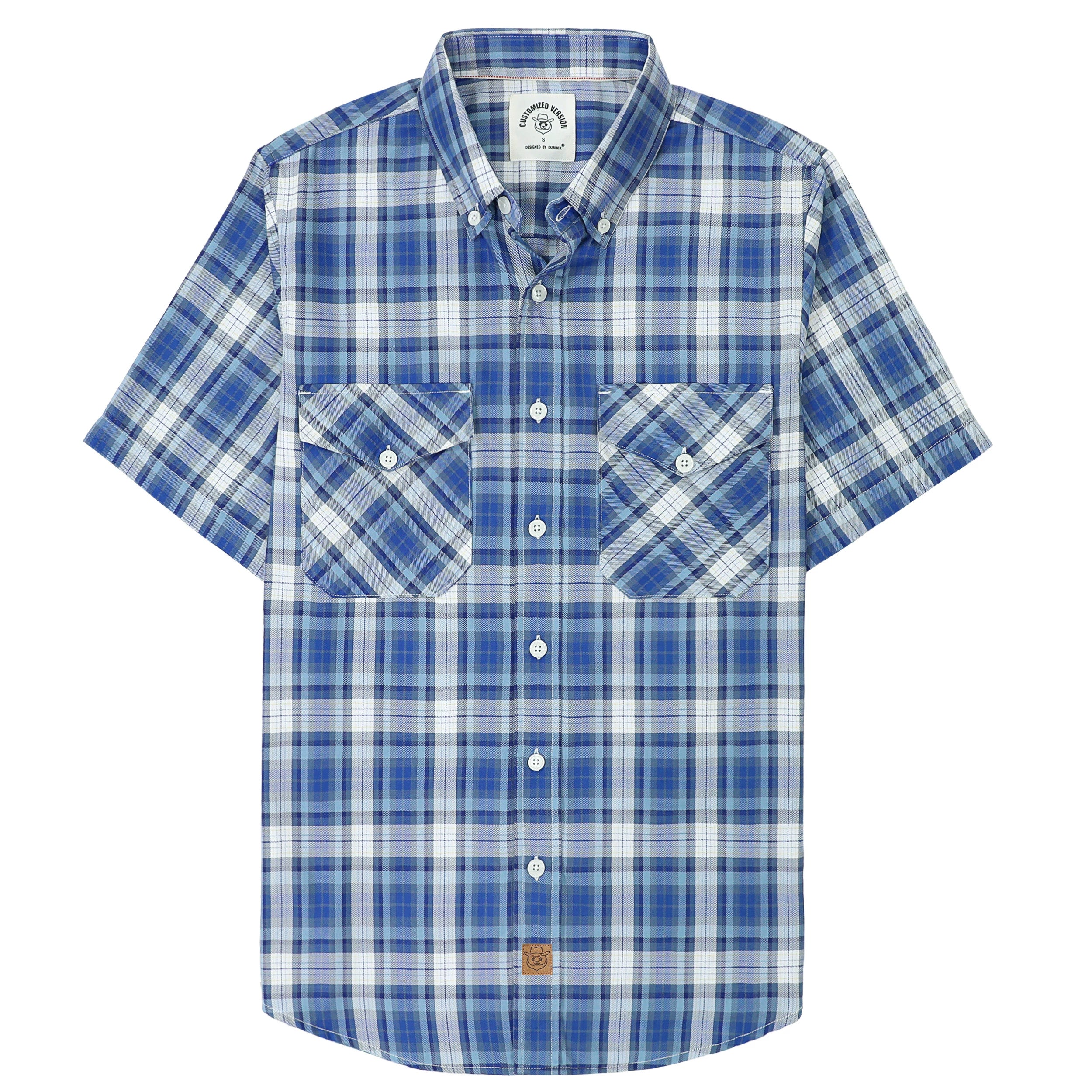 Dubinik® Bamboo Viscose Mens Short Sleeve Button Down Pockets Shirts#39001