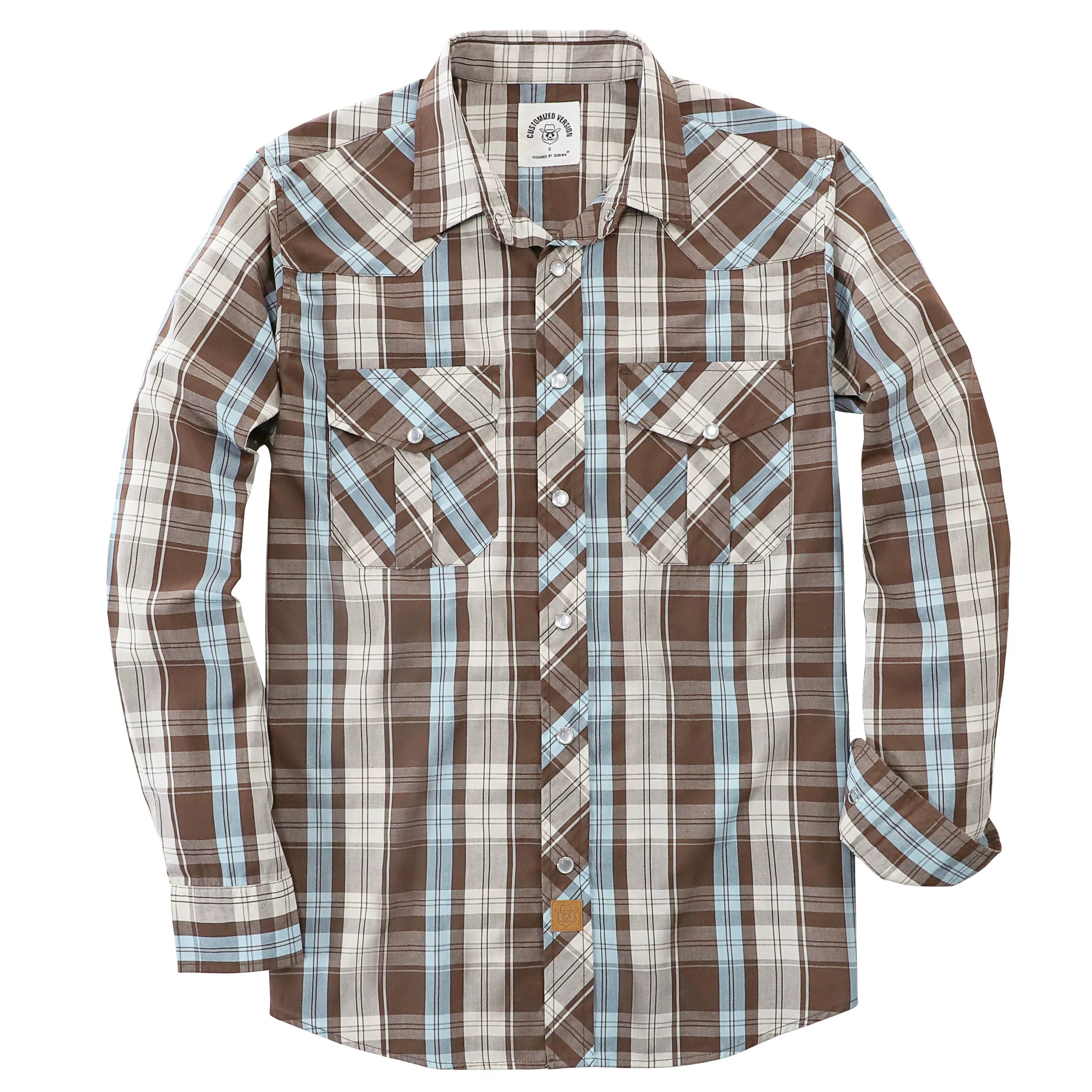 Dubinik® Pearl Snap Shirts for Men Long Sleeve Western Shirts for Men Vintage Casual Plaid Shirt Cowboy Shirts for Men#42001