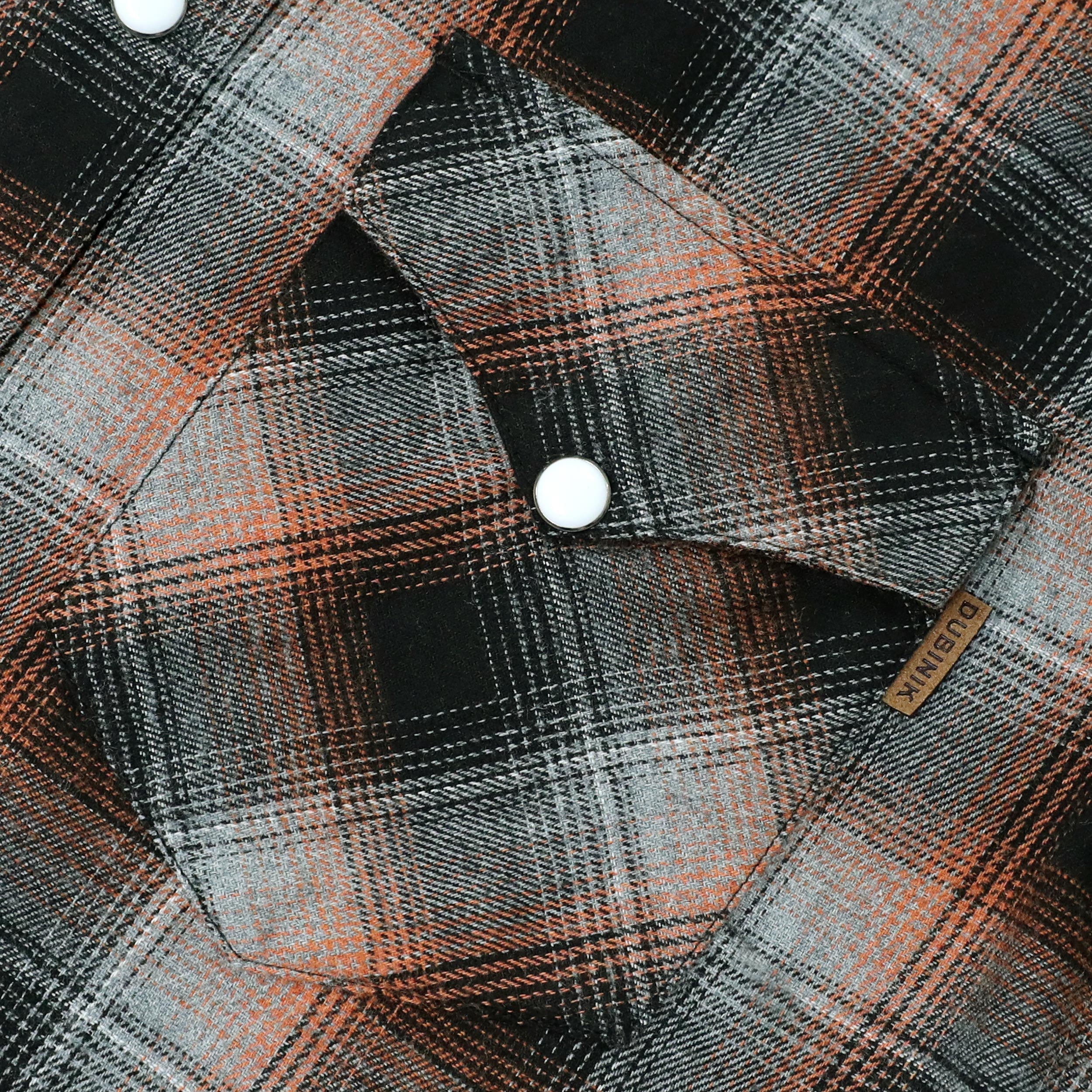 Dubinik® Flannel Shirt For Men Western Cowboy Pearl Snap Shirts For Men Long Sleeve Vintage Buttons Down Plaid Shirt #28604