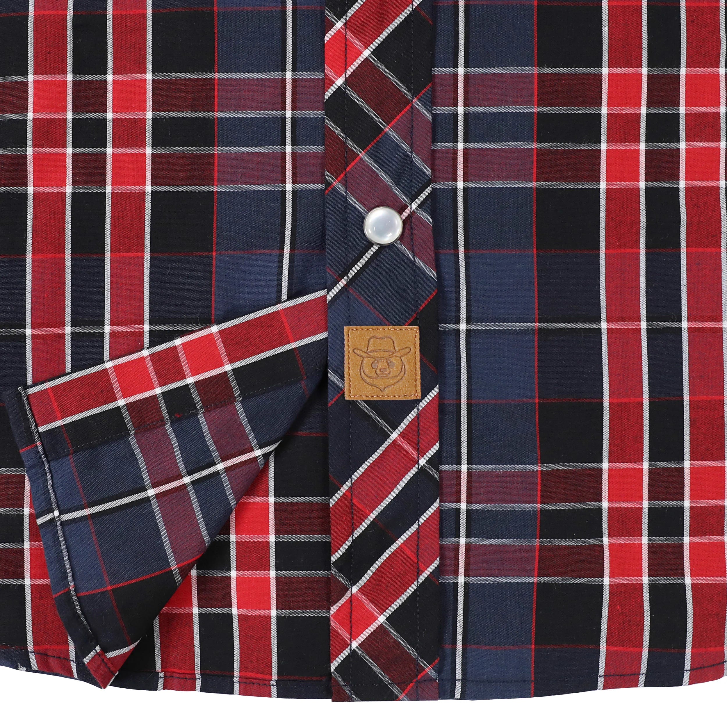 Dubinik® Westernhemden für Herren, kurzärmelig, kariert, Perlendruckknöpfe, Hemden für Herren, Button-Up-Hemd, Cowboy, lässiges Arbeitshemd #41026