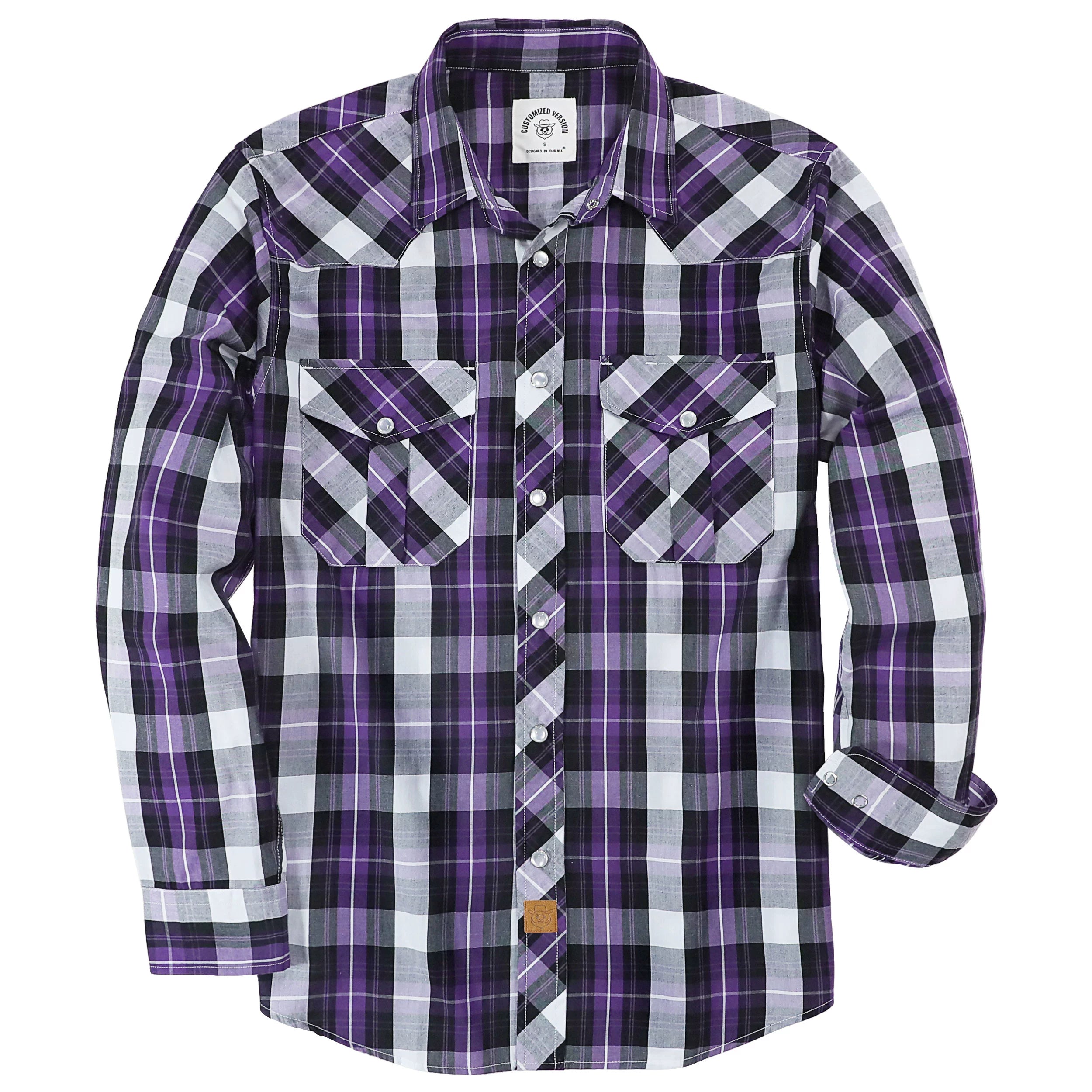 Dubinik® Pearl Snap Shirts for Men Long Sleeve Western Shirts for Men Vintage Casual Plaid Shirt Cowboy Shirts for Men#42033