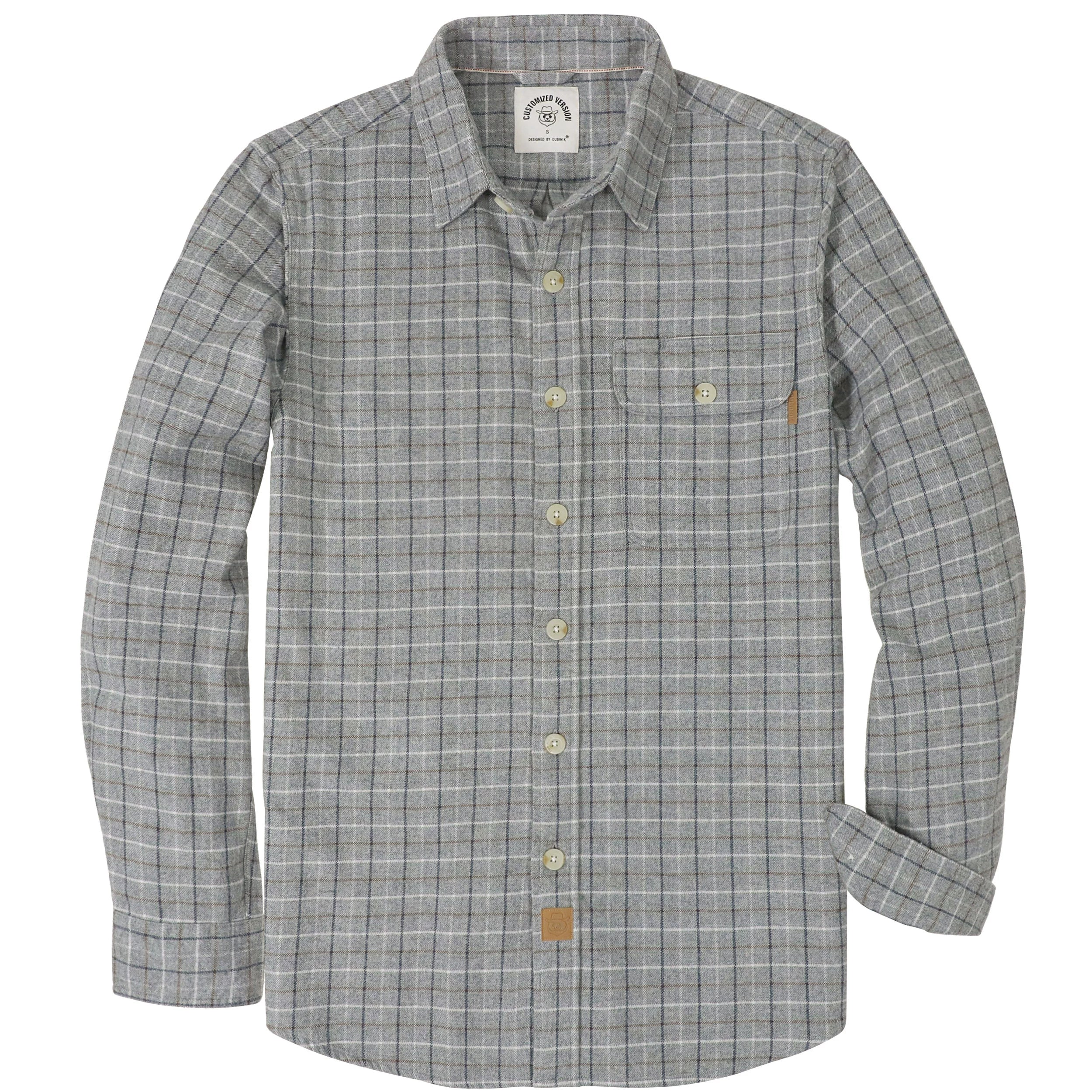 Chemise à carreaux Dubinik® à manches longues et mi-lourde pour homme, chaude et décontractée, en coton doux, boutonnée, #3419