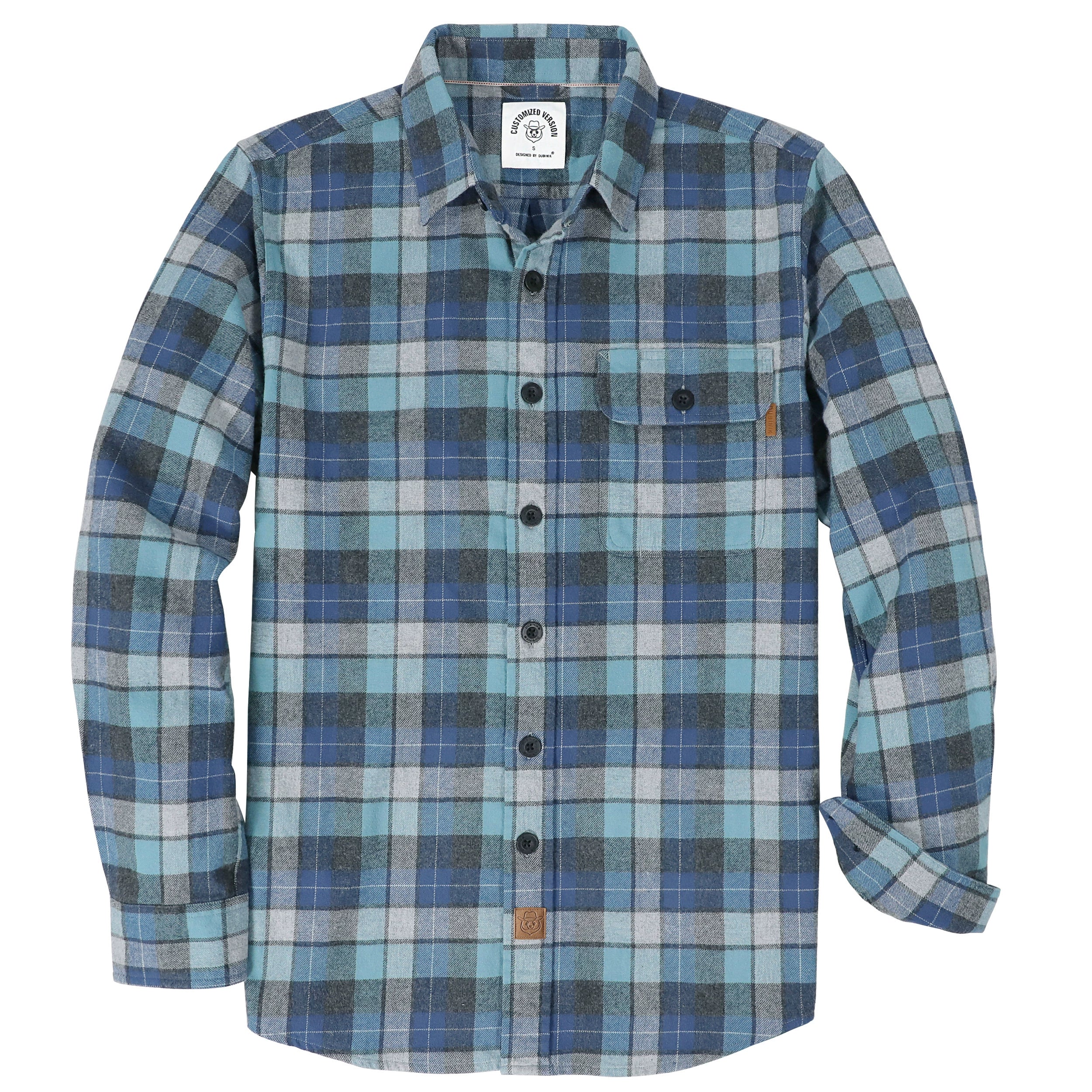 Chemise à carreaux Dubinik® à manches longues et mi-lourde pour homme, chaude, décontractée et douce, en coton, boutonnée, #3407