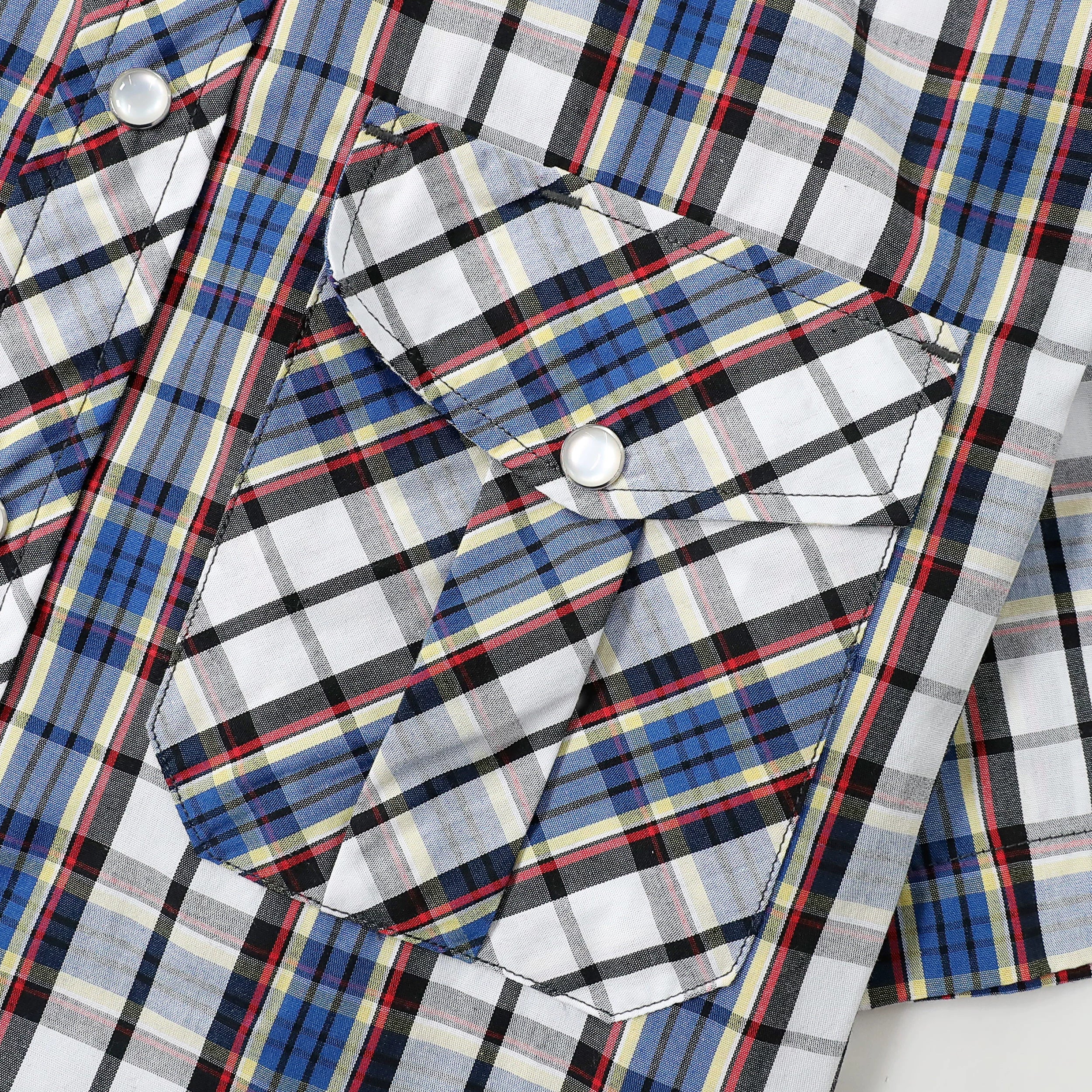Dubinik® Western Shirts for Men Short Sleeve Plaid Pearl Snap Shirts for Men Button Up Shirt Cowboy Casual Work Shirt#41009