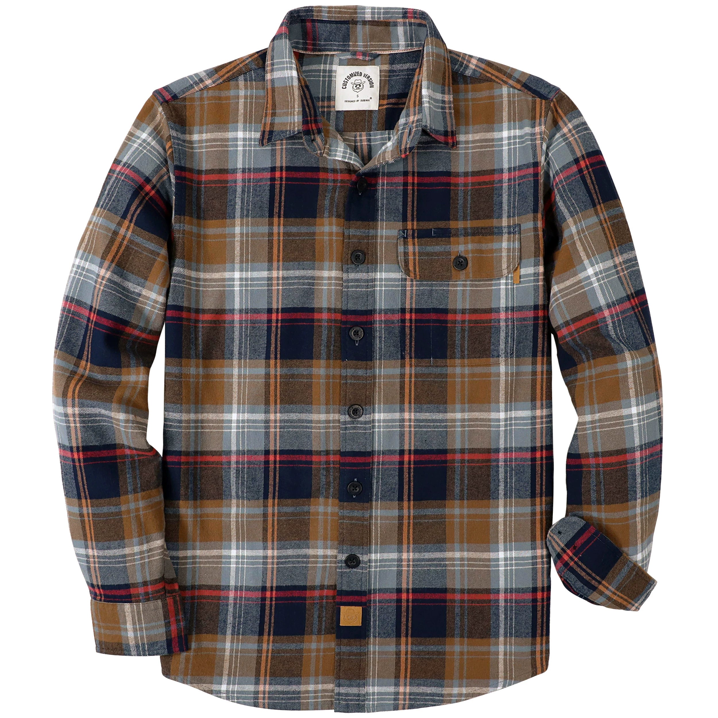 Dubinik® Herren-Flanellhemd mit langen Ärmeln, mittelschwer, warm, lässig, weiche Baumwolle, Button-Down-Karohemd Nr. 3412