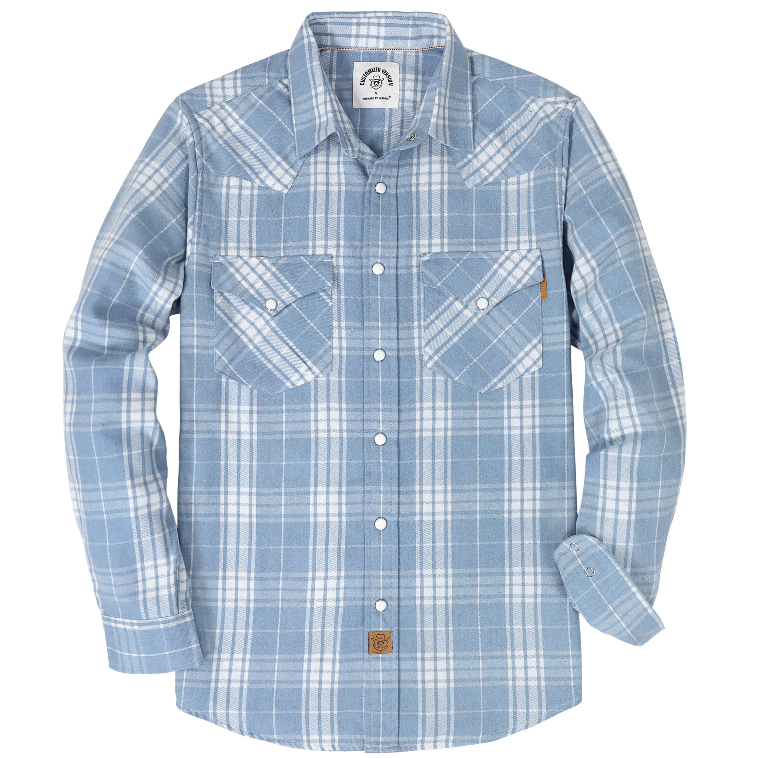 Dubinik® Flannel Shirt For Men Western Cowboy Pearl Snap Shirts For Men Long Sleeve Vintage Buttons Down Plaid Shirt #28014