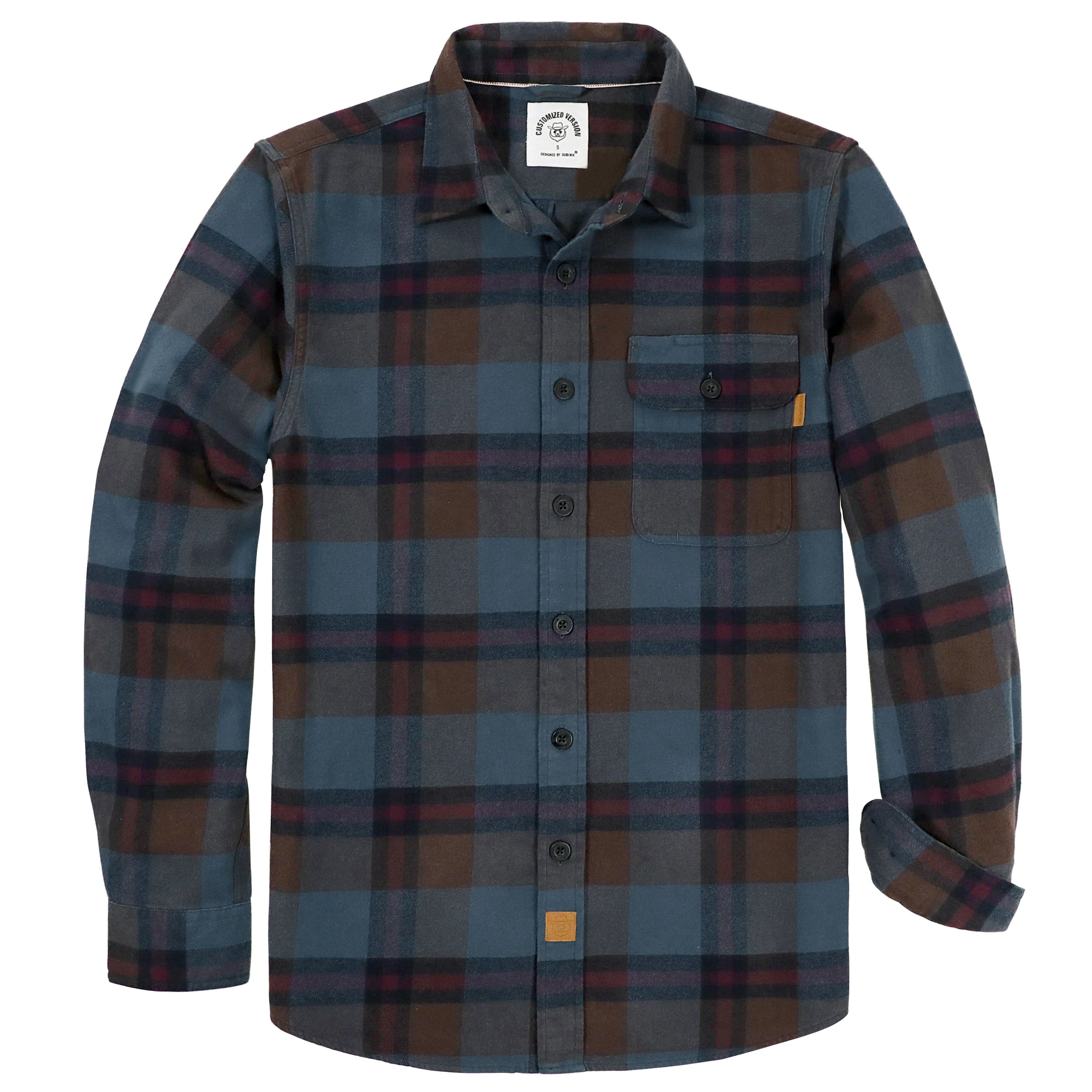 Chemise à carreaux Dubinik® à manches longues et mi-lourde pour homme, chaude, décontractée et douce, en coton, boutonnée, #3402