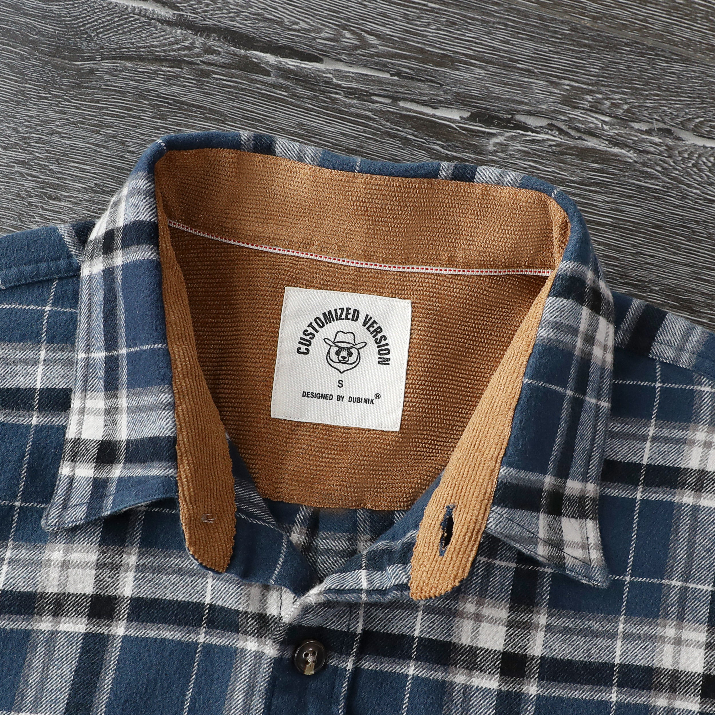 Chemise en flanelle Dubinik® pour homme, manches longues, boutonnée, à carreaux, tout en coton doux et brossé, chemise utilitaire décontractée pour homme #0030021