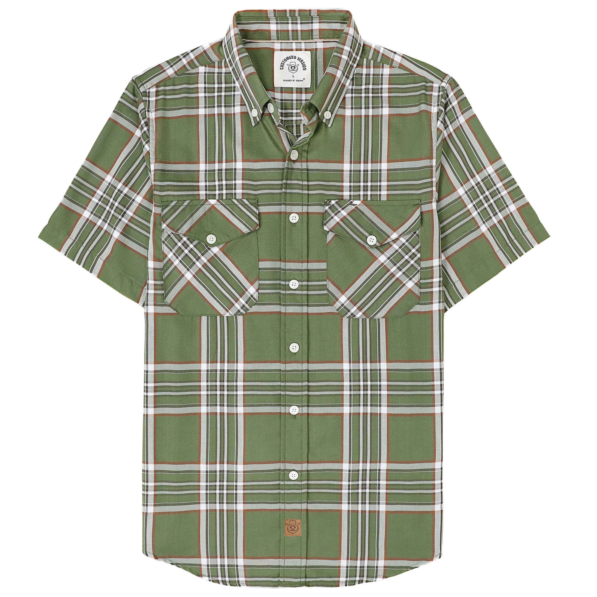 Dubinik® Bamboo Viscose Mens Short Sleeve Button Down Pockets Shirts#39301