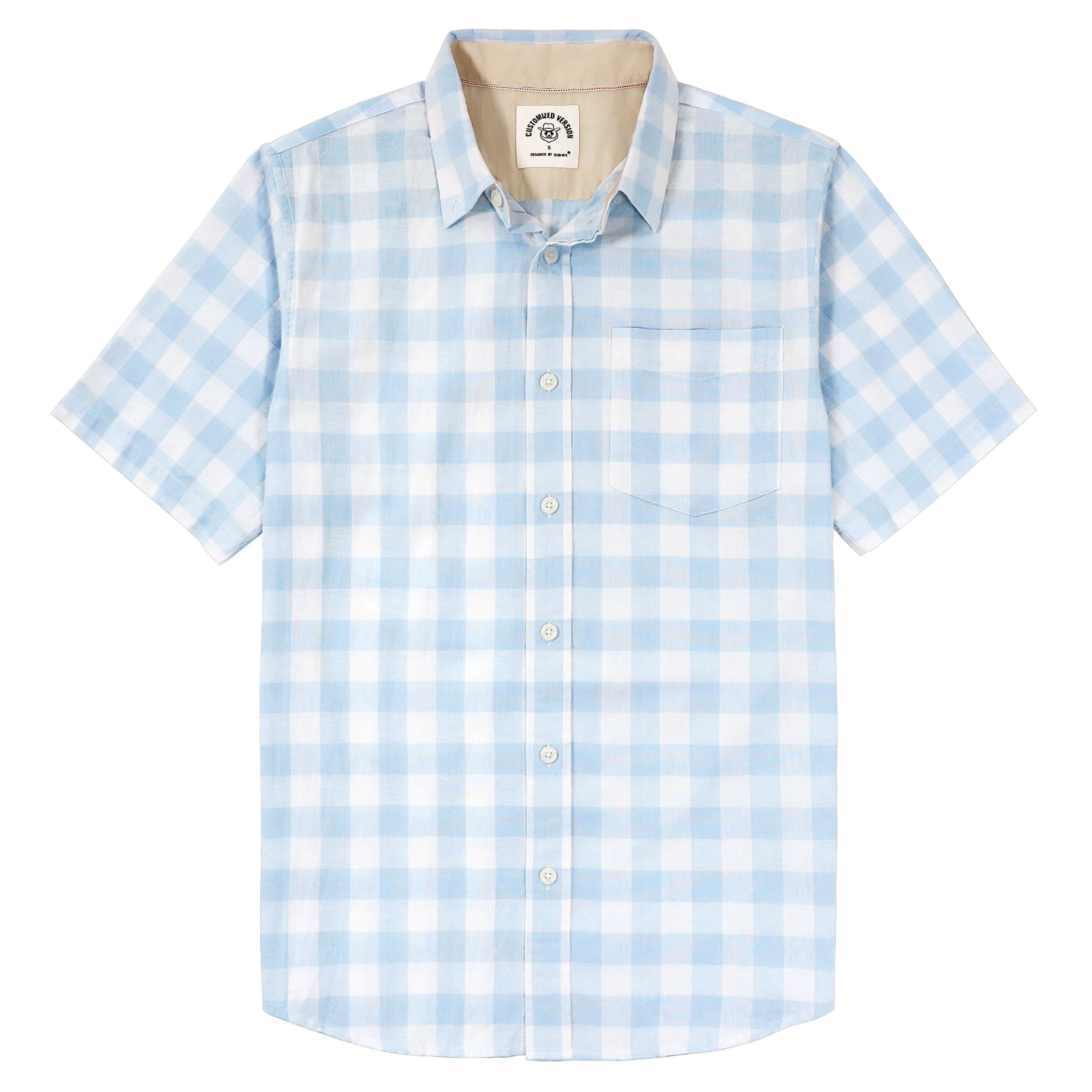 Chemises boutonnées à manches courtes pour hommes Dubinik®, 100 % coton, à carreaux, décontractées, avec poche, n° 01148 