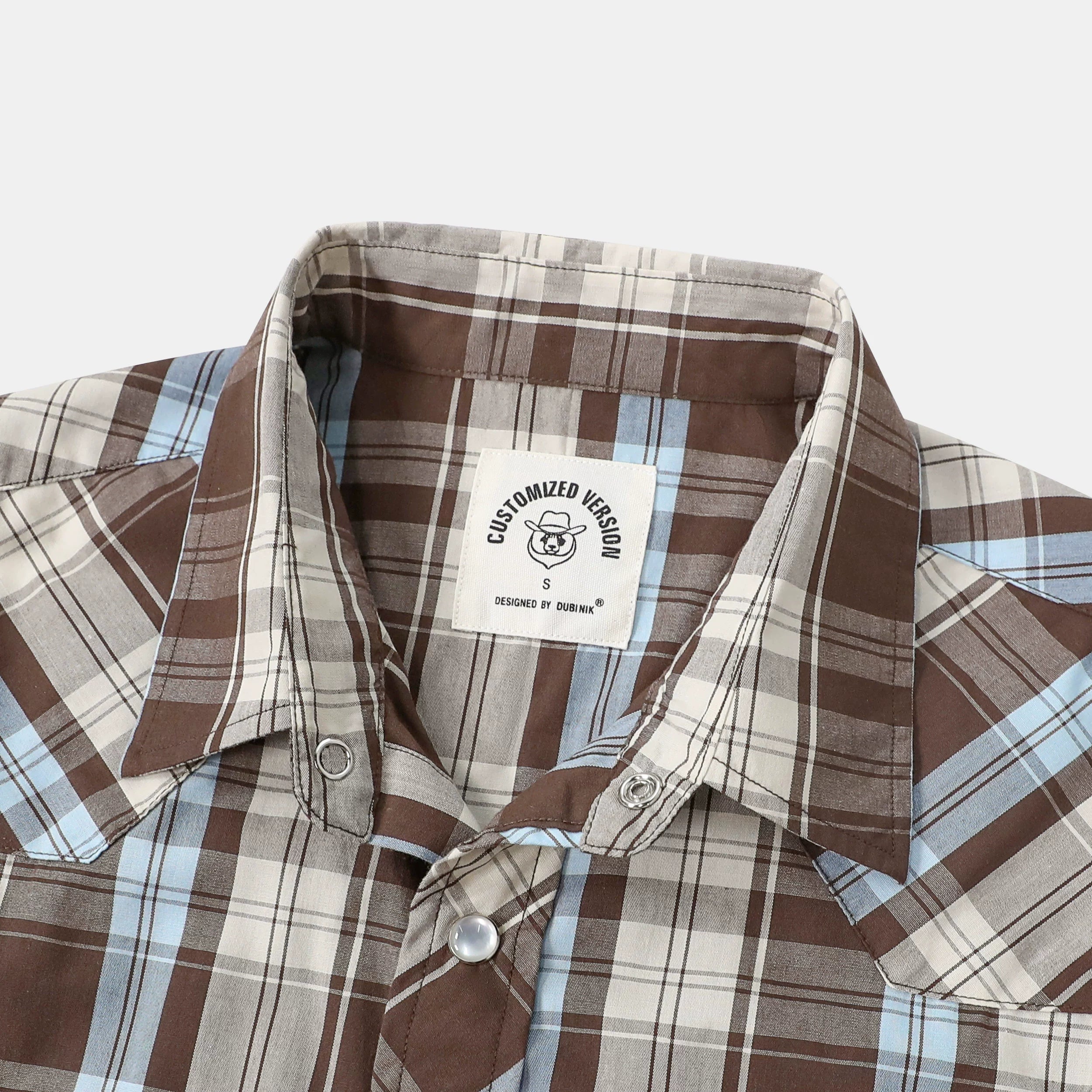 Dubinik® Westernhemden für Herren, kurzärmelig, kariert, Perlendruckknöpfe, Hemden für Herren, Button-Up-Hemd, Cowboy, lässiges Arbeitshemd #41001 