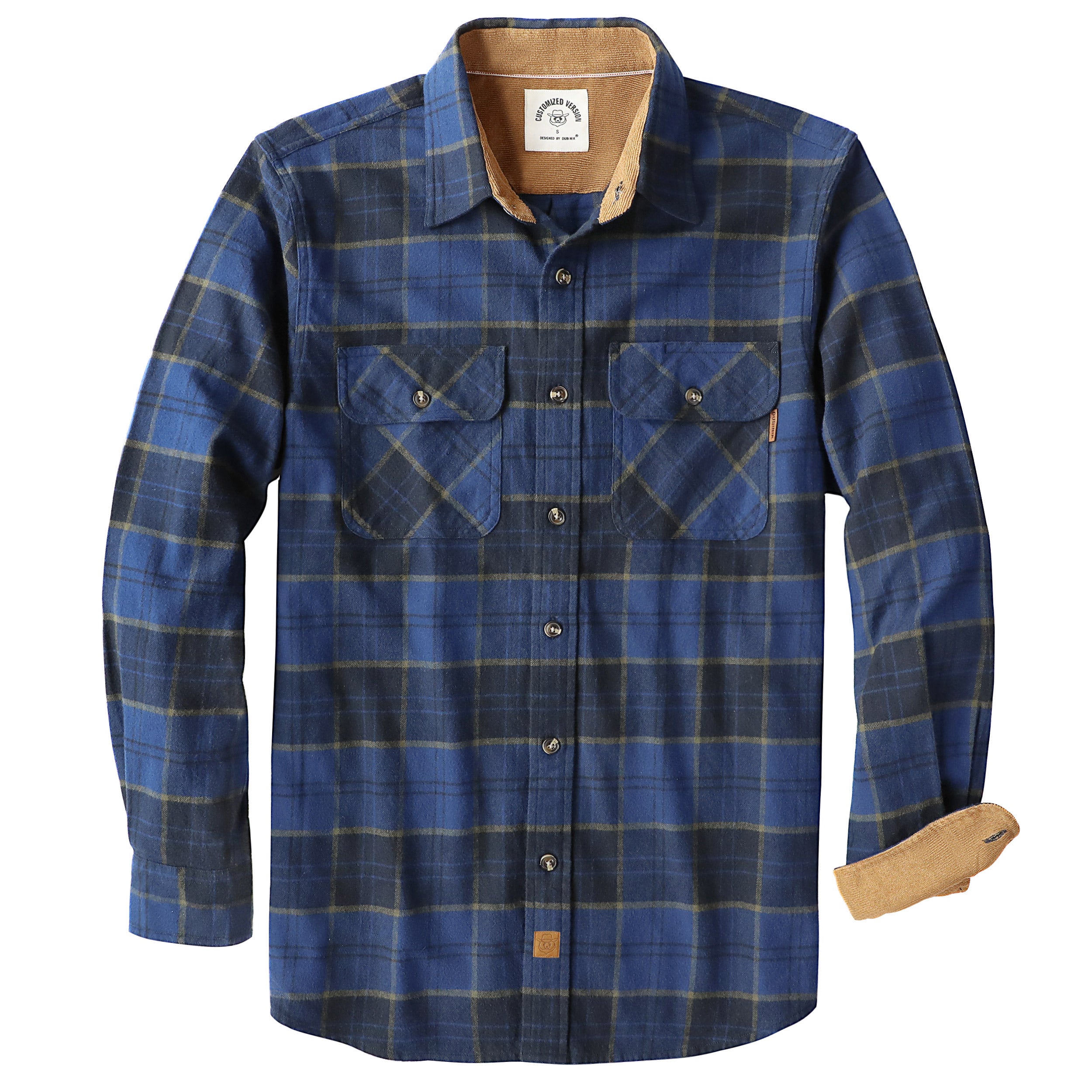 Chemise en flanelle Dubinik® pour homme, manches longues, boutonnée, à carreaux, tout en coton doux et brossé, chemise utilitaire décontractée pour homme #0030016