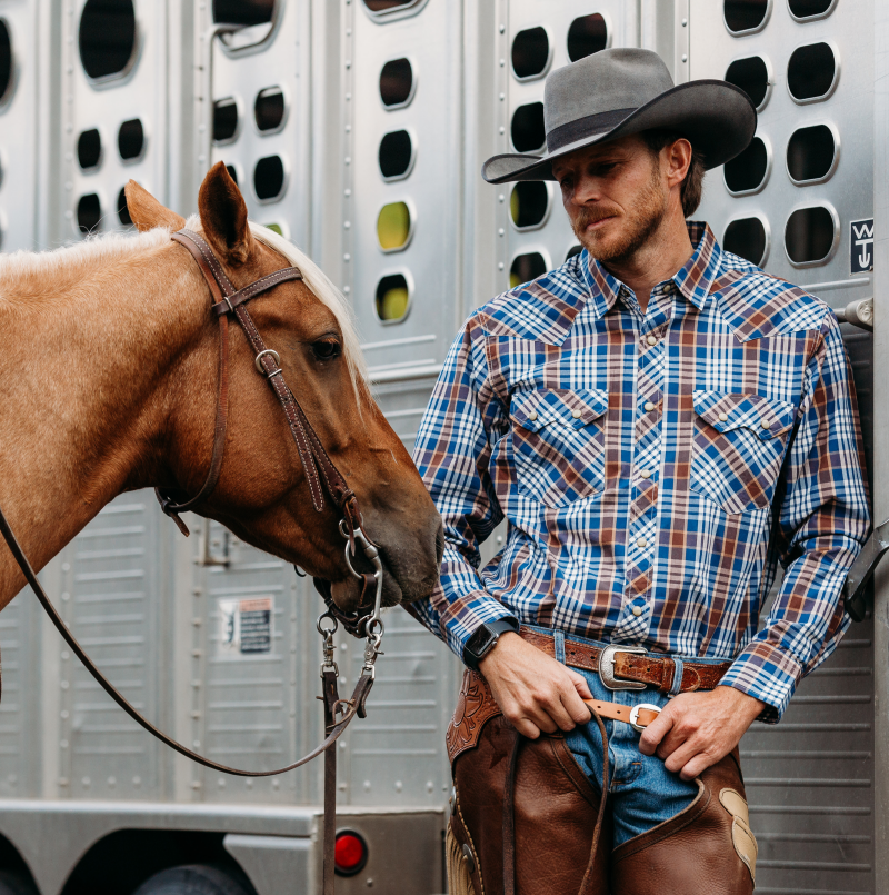 Dubinik® Pearl Snap Shirts For Men Long Sleeve Lightweight Casual Western Plaid Cowboy Cotton Vintage Work Shirt#48027