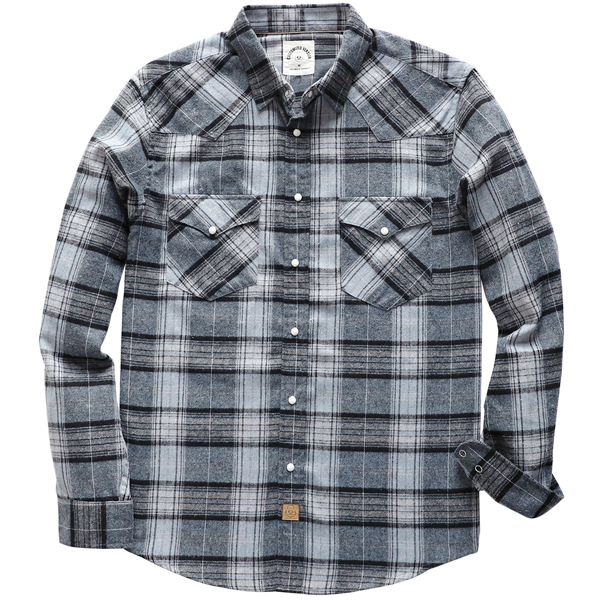 Mens Flannel Long Sleeve Pearl Snap Buttons Western Cowboy Vintage Casual Shirts #2813