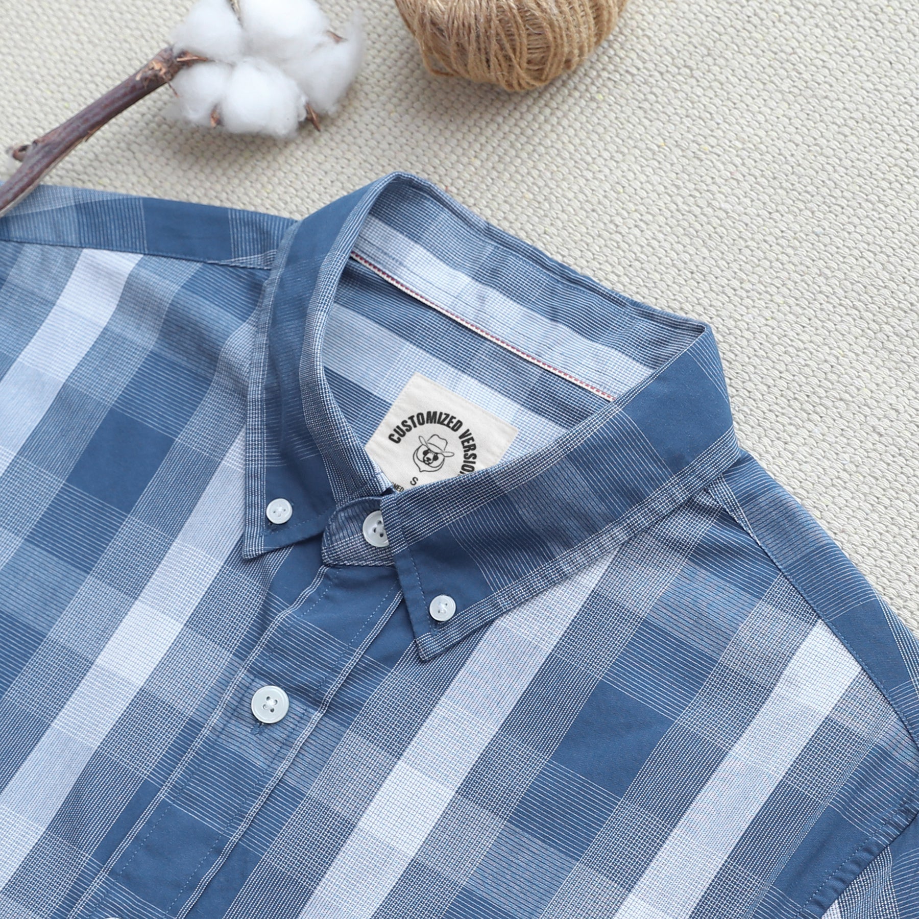 Men's casual short-sleeved cotton shirt #0003