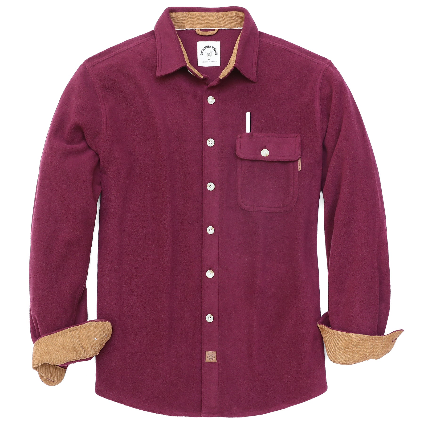 Mens Long Sleeve Fleece Shirt Casual Button Down Light-in-weight Shirt #0246