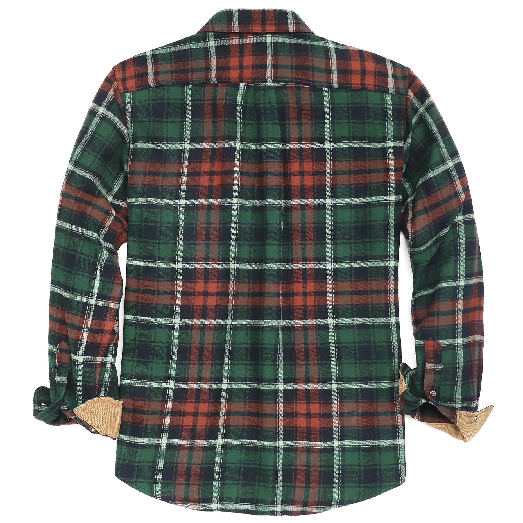 Mens Midweight Flannel Shirts Long Sleeve Casual Button Down Brushed 100% Cotton Shirt#1010