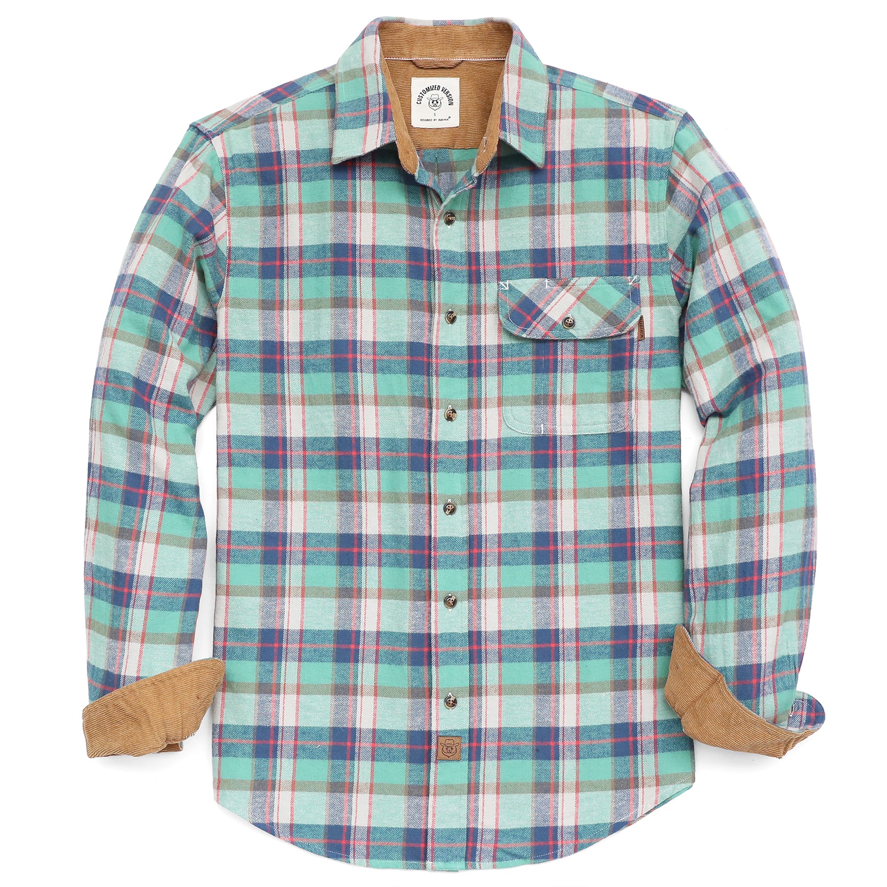 Mens Midweight Flannel Shirts Long Sleeve Casual Button Down Brushed 100% Cotton Shirt#1514