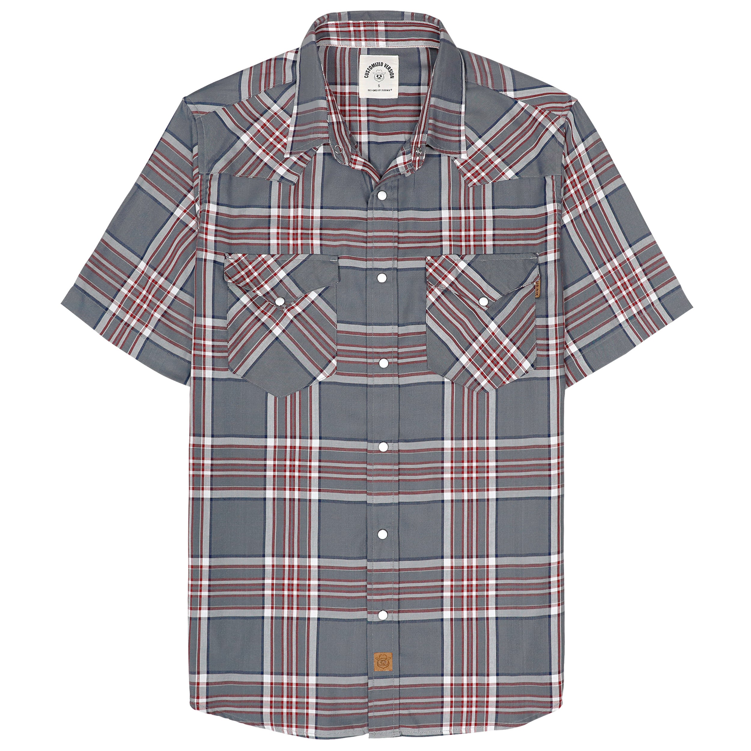 Chemises à carreaux à manches courtes en fibre de bambou Dubinik® pour hommes, style cowboy occidental, style vintage décontracté, avec boutons-pression nacrés, #29303