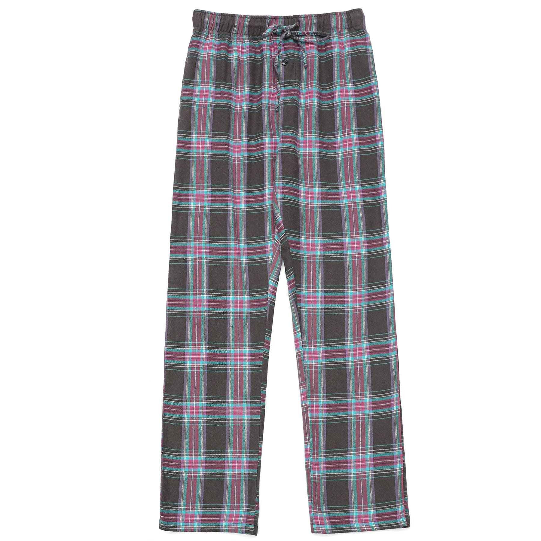 Pyjama en flanelle de coton à carreaux, pantalon de nuit et de détente, bas de pyjama avec poches et braguette boutonnée #3004