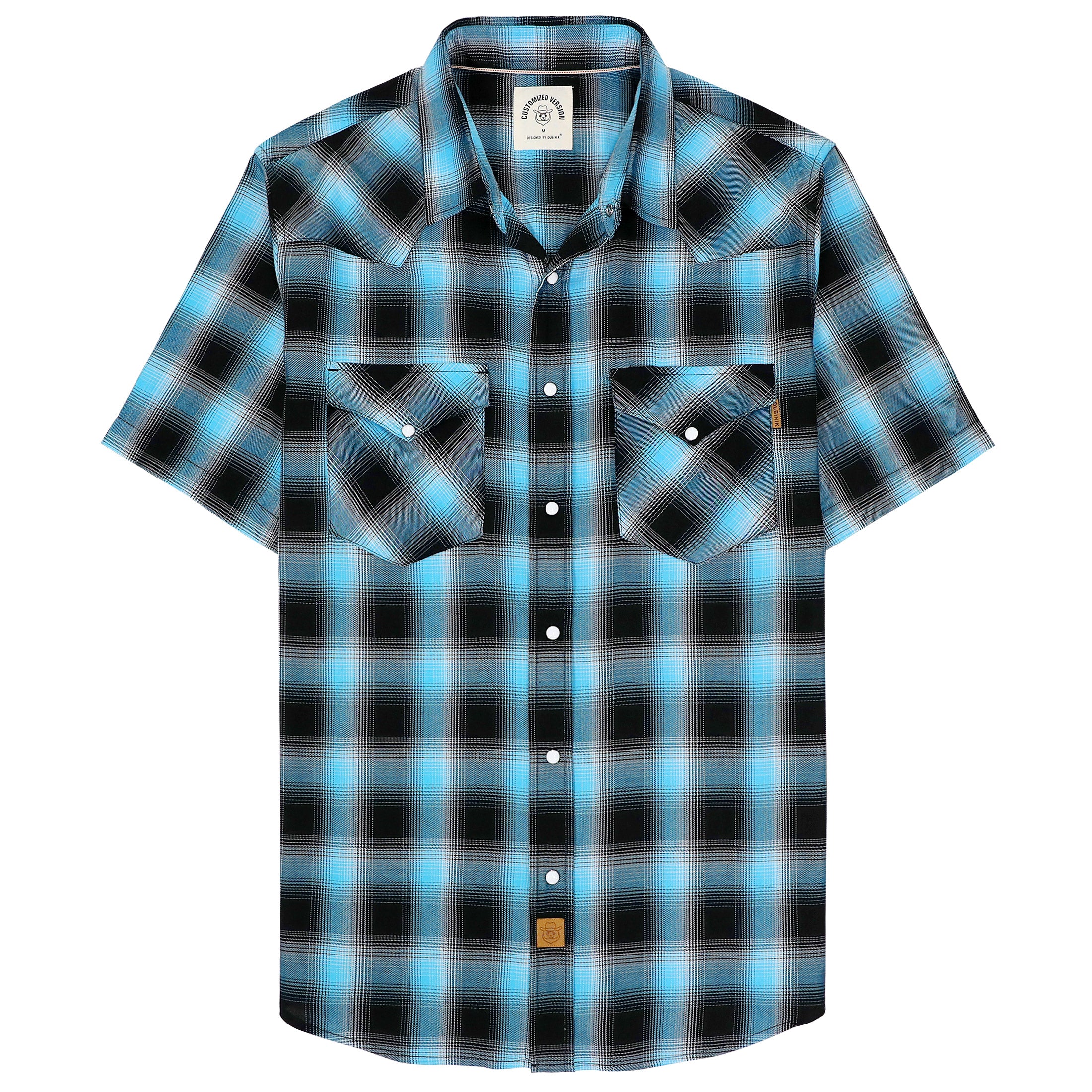 Chemises à carreaux à manches courtes en fibre de bambou Dubinik® pour hommes, style cowboy occidental, style vintage décontracté, avec boutons-pression nacrés, #2903
