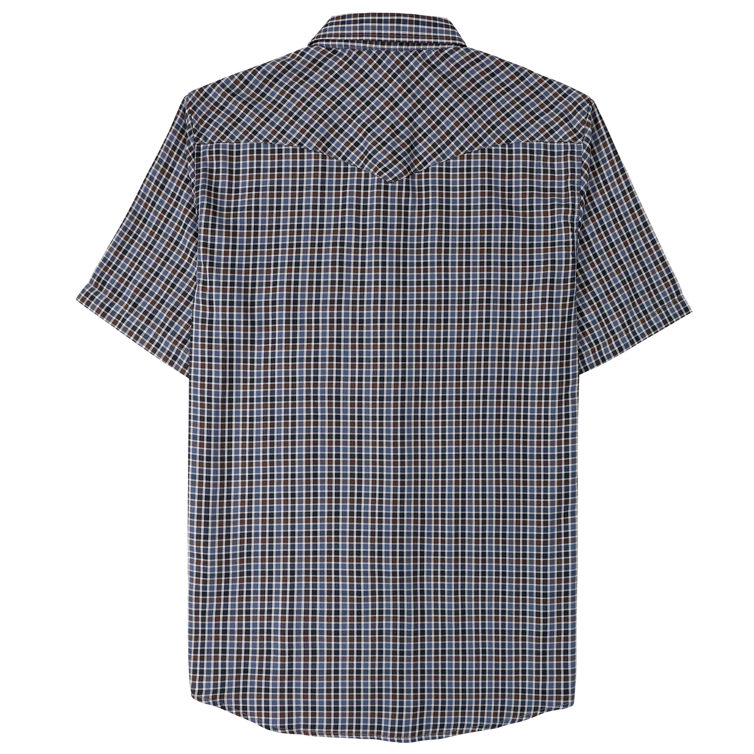 Chemises à carreaux à manches courtes en fibre de bambou Dubinik® pour hommes, style cowboy occidental, style vintage décontracté, avec boutons-pression nacrés, #2905