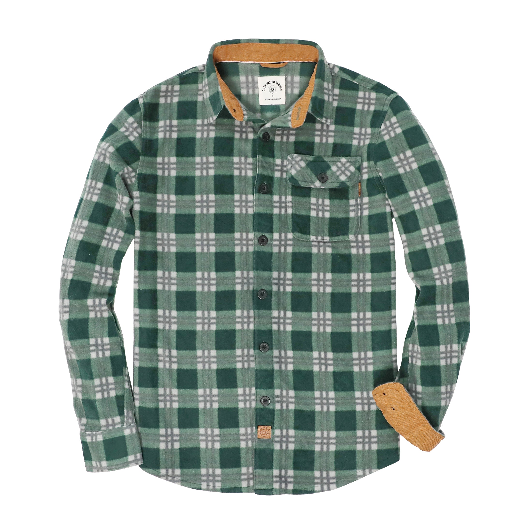 Mens Long Sleeve Fleece Shirt Casual Button Down Light-in-weight Shirt #1823