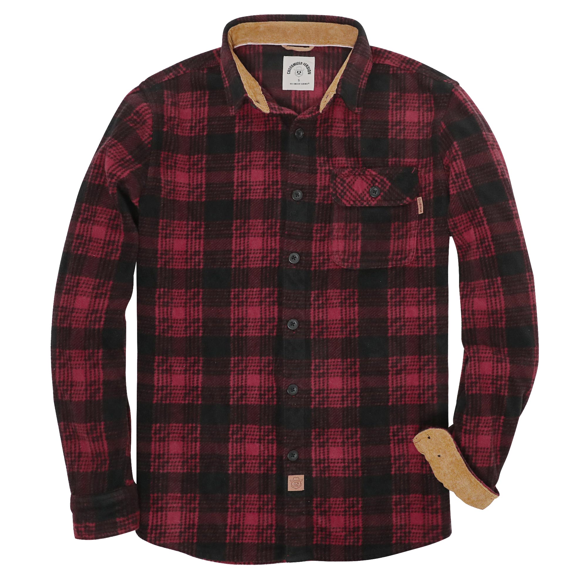 Mens Long Sleeve Fleece Shirt Casual Button Down Light-in-weight Shirt #1824