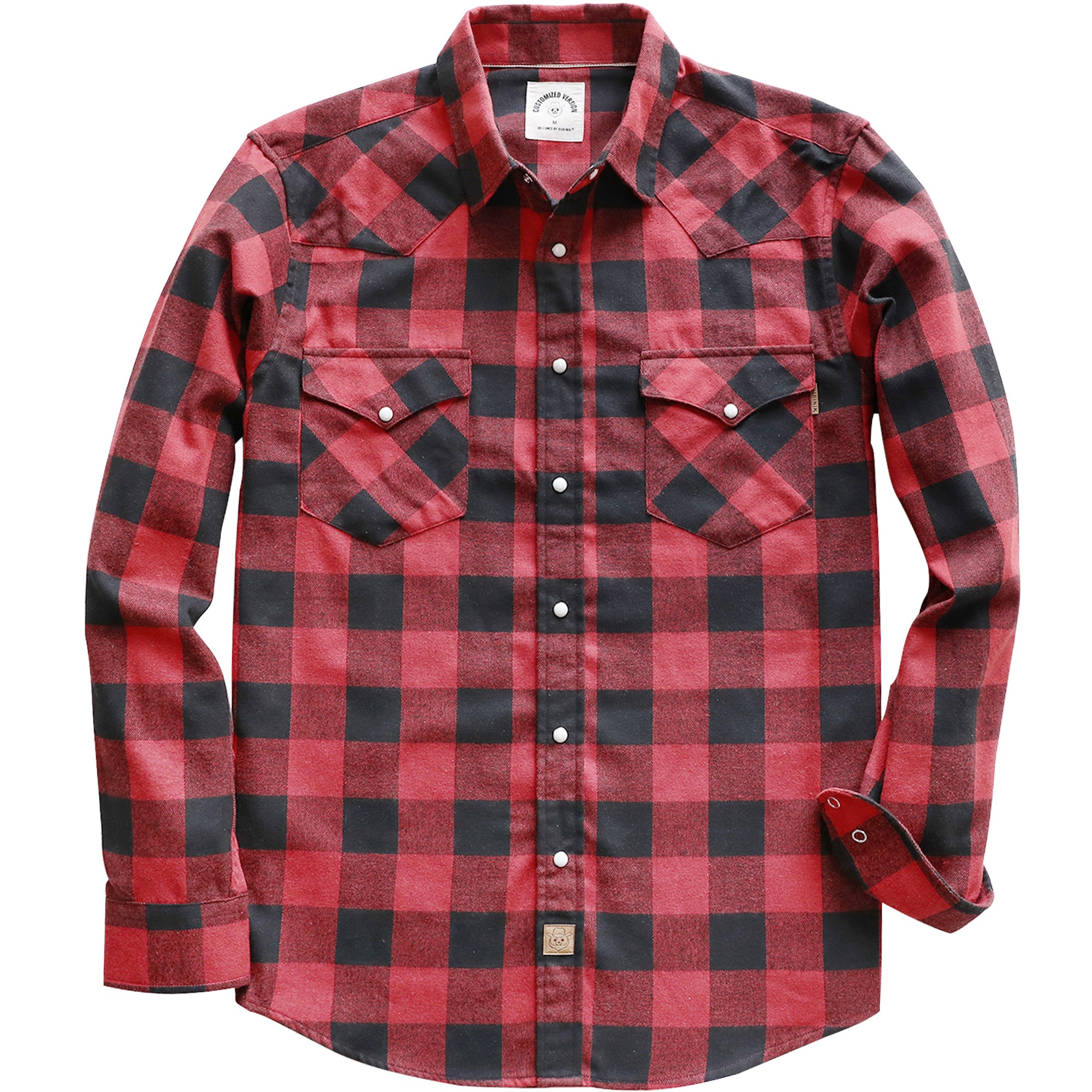 Mens Buffalo Plaid Flannel Long Sleeve Pearl Snap Buttons Western Cowboy Vintage Casual Shirts #2802
