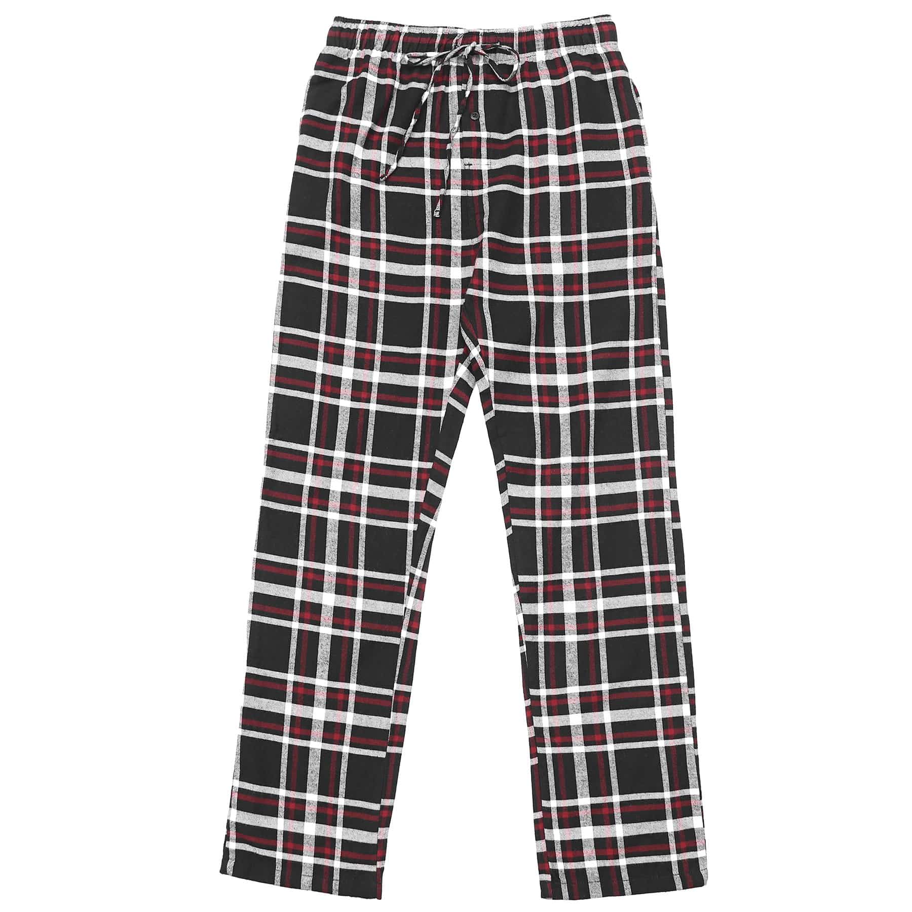 Pyjama en flanelle de coton à carreaux, pantalon de nuit et de détente, bas de pyjama avec poches et braguette boutonnée #3009