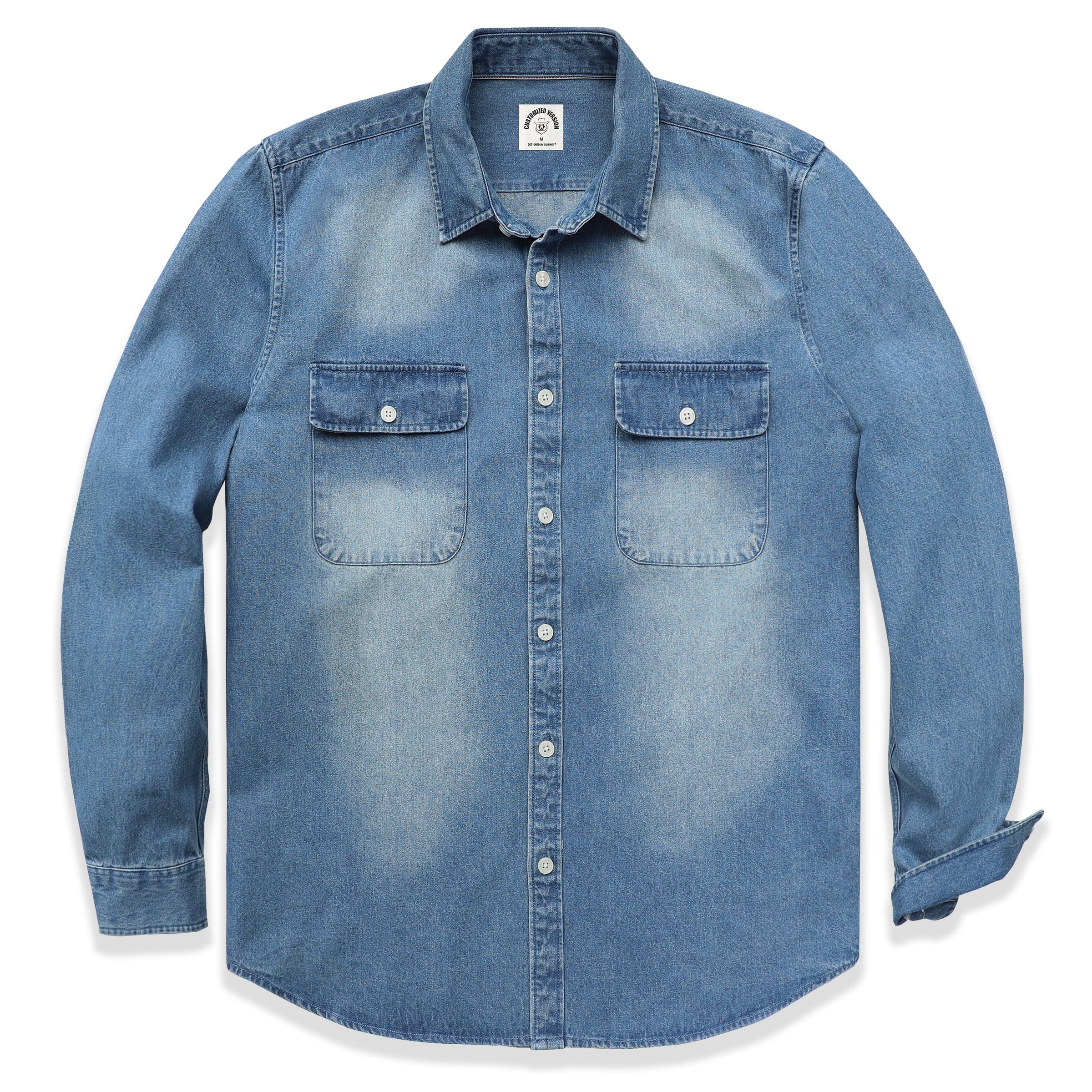 Men's cotton long sleeve denim shirt #4502