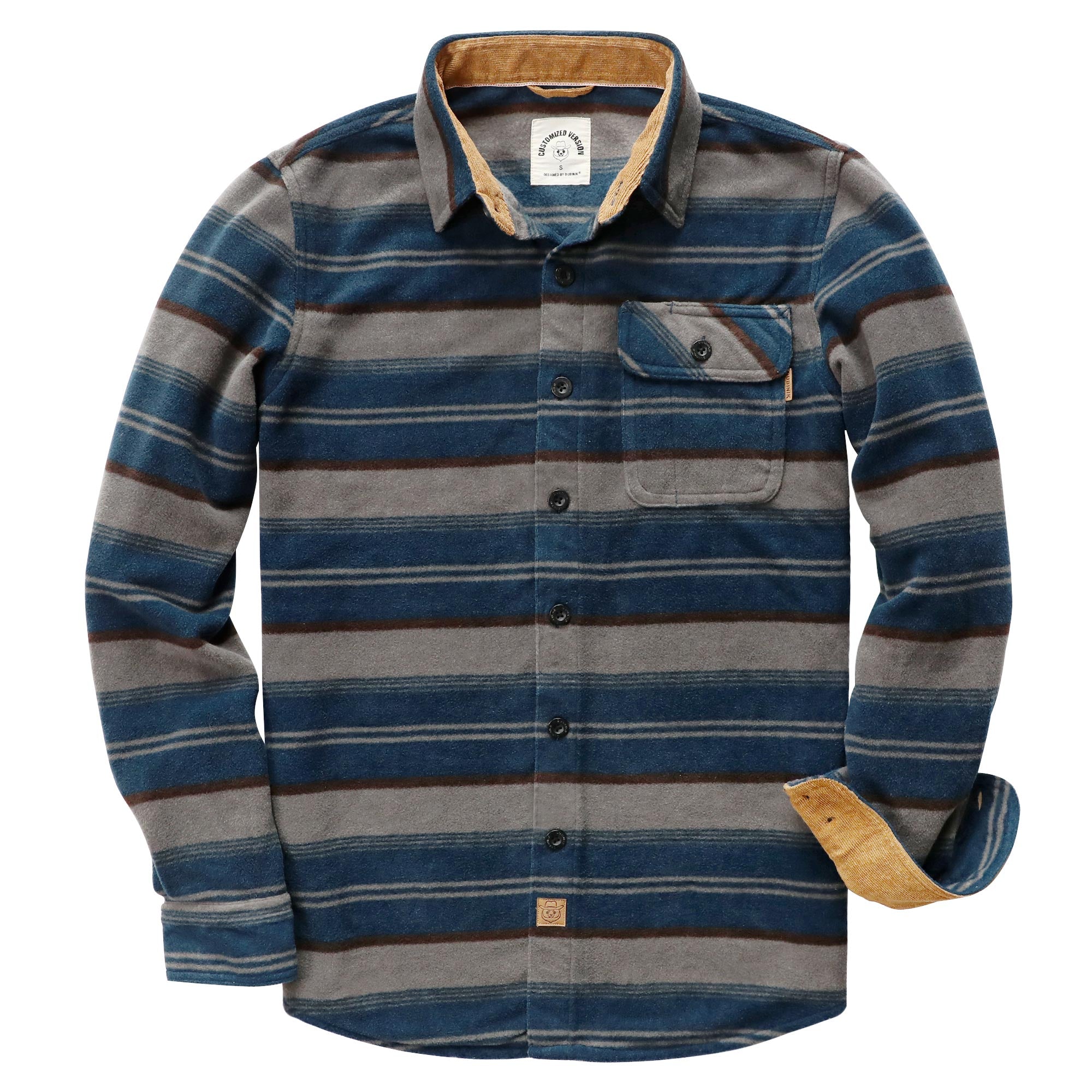 Mens Long Sleeve Fleece Shirt Casual Button Down Light-in-weight Shirt #1821