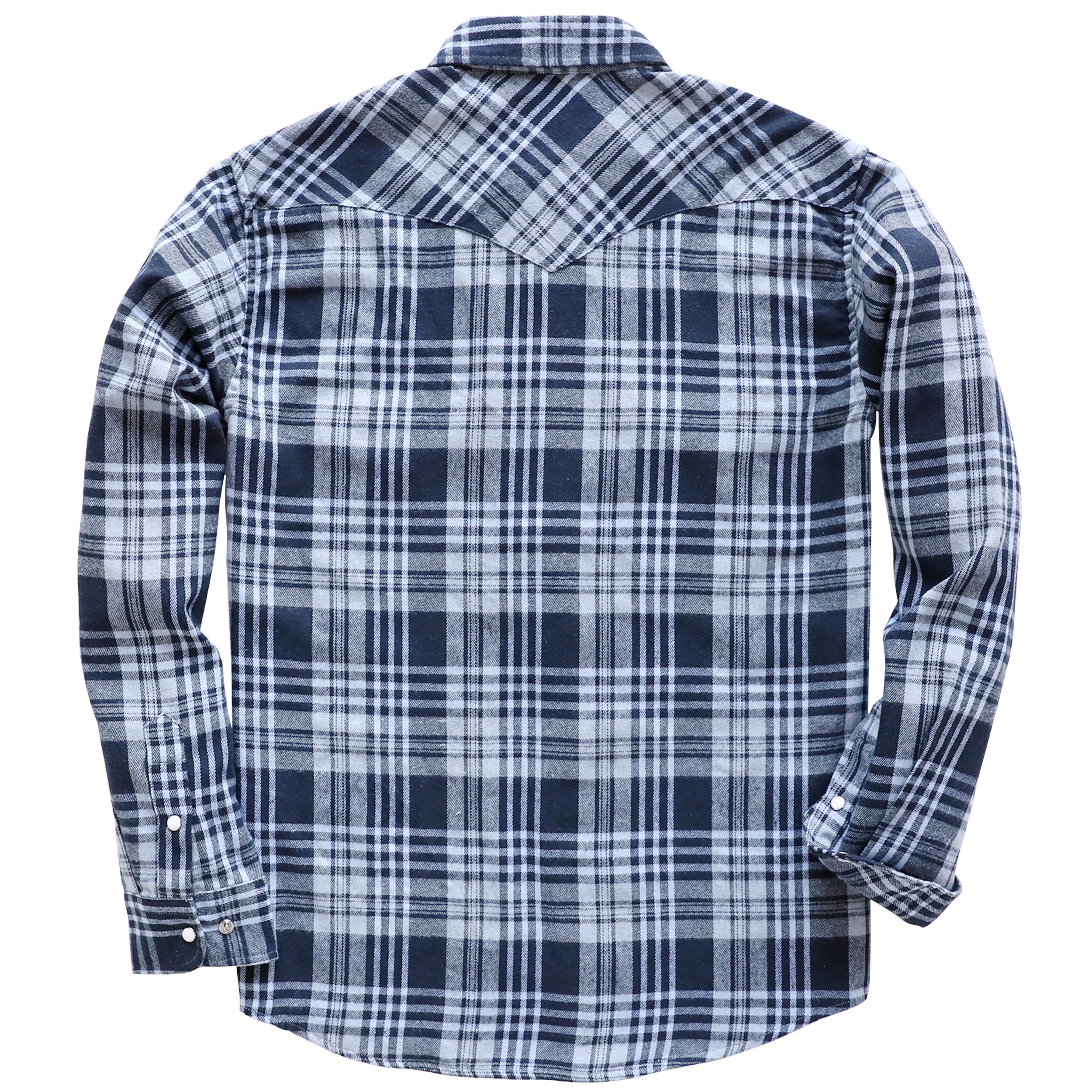 Mens Flannel Long Sleeve Pearl Snap Buttons Western Cowboy Vintage Casual Shirts #2817
