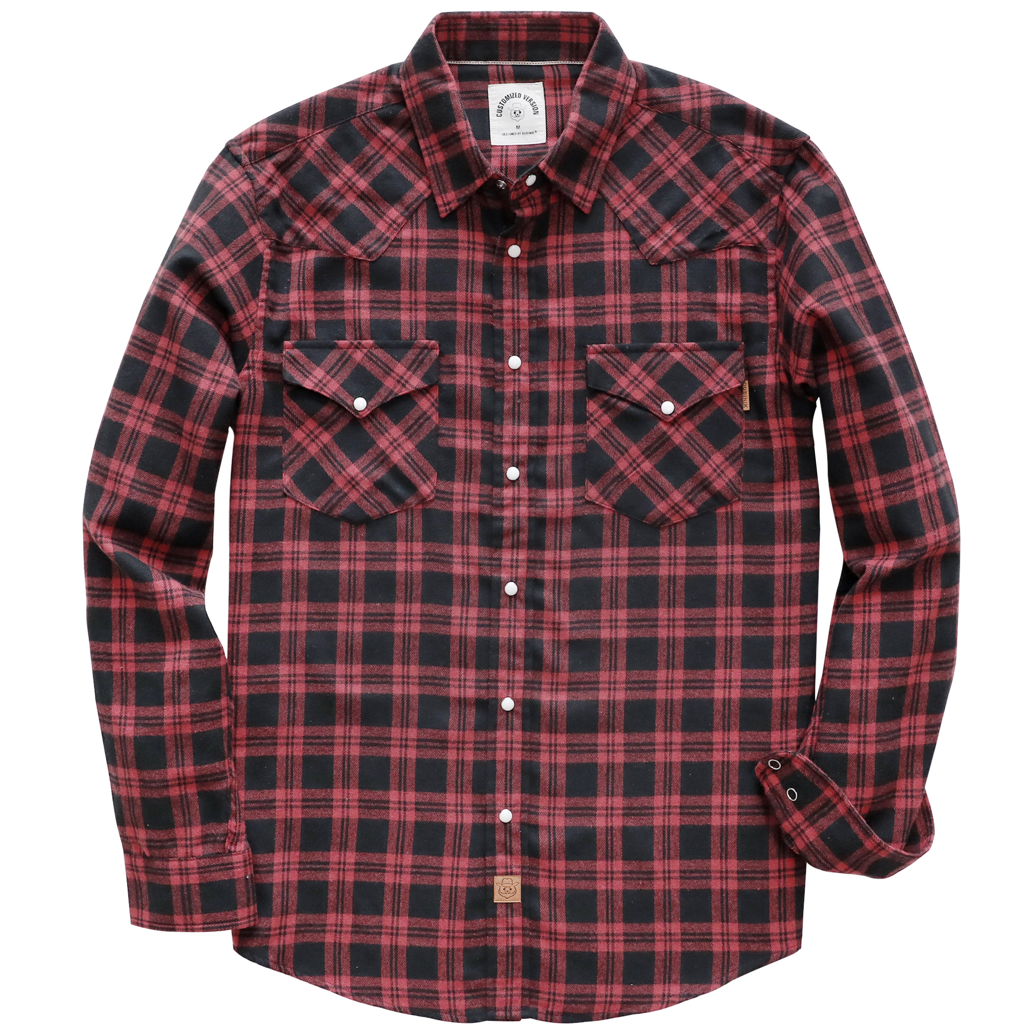 Mens Flannel Long Sleeve Pearl Snap Buttons Western Cowboy Vintage Casual Shirts #2805