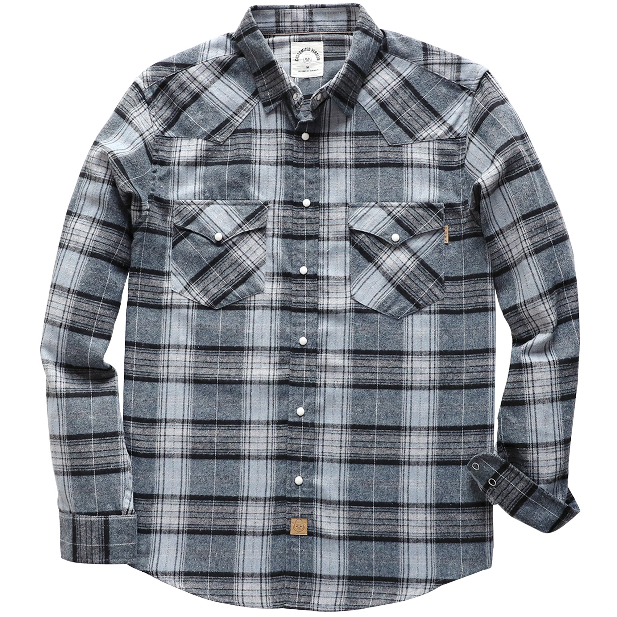 Mens Flannel Long Sleeve Pearl Snap Buttons Western Cowboy Vintage Casual Shirts #2813