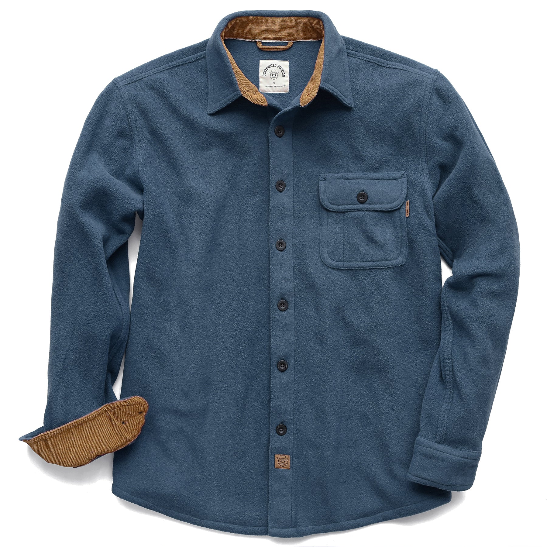 Mens Long Sleeve Fleece Shirt Casual Button Down Light-in-weight Shirt #0247