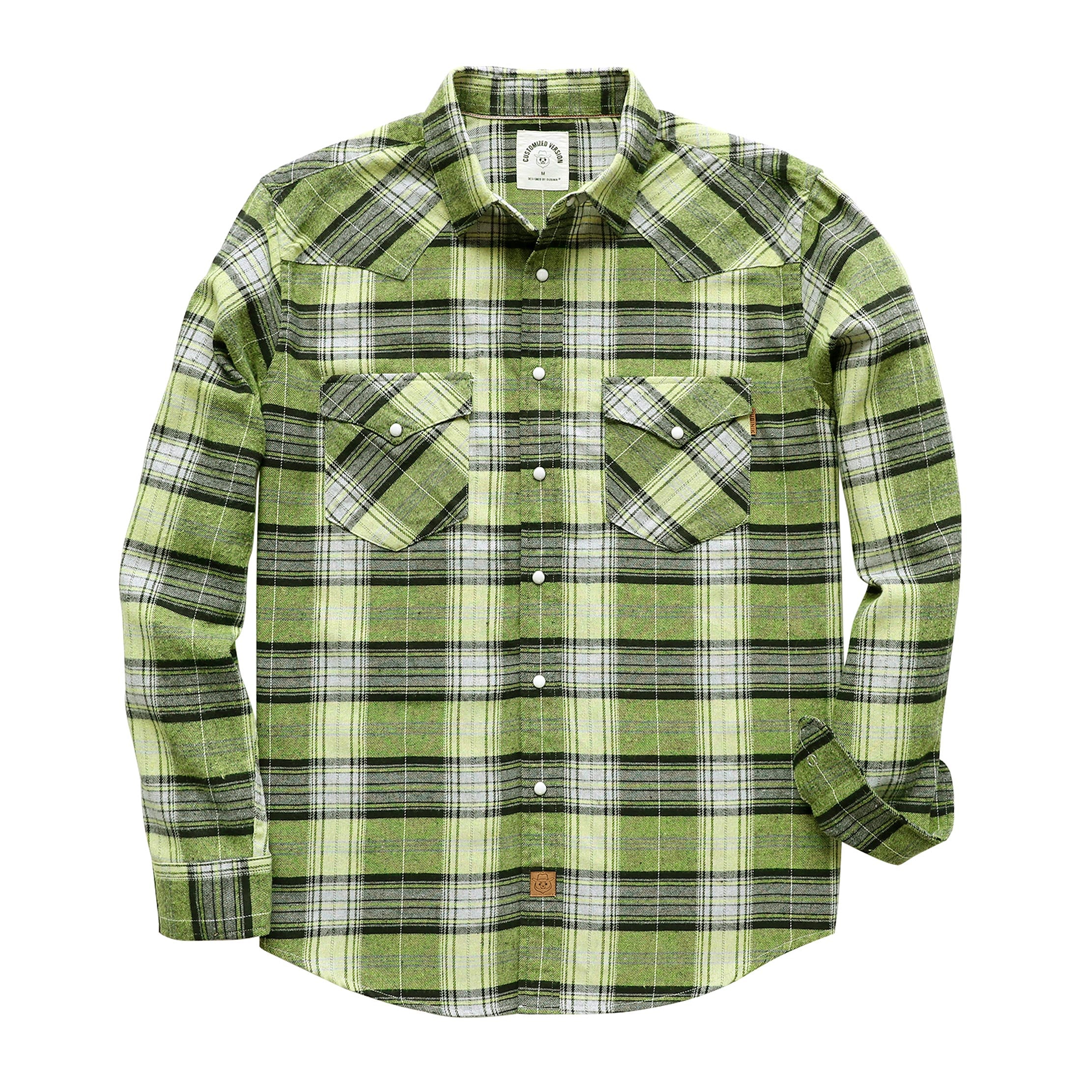 Mens Flannel Long Sleeve Pearl Snap Buttons Western Cowboy Vintage Casual Shirts #2812