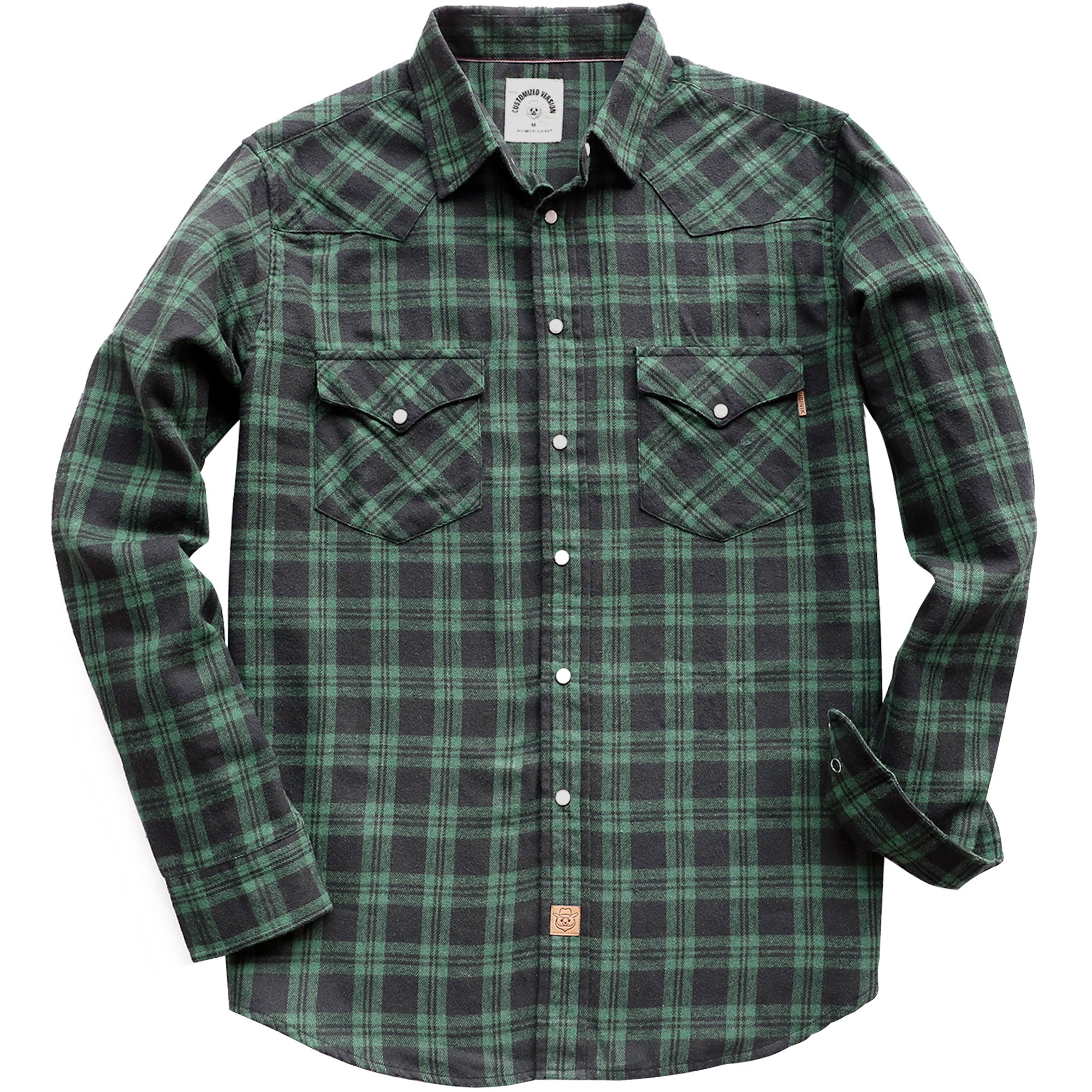 Mens Flannel Long Sleeve Pearl Snap Buttons Western Cowboy Vintage Casual Shirts #2807