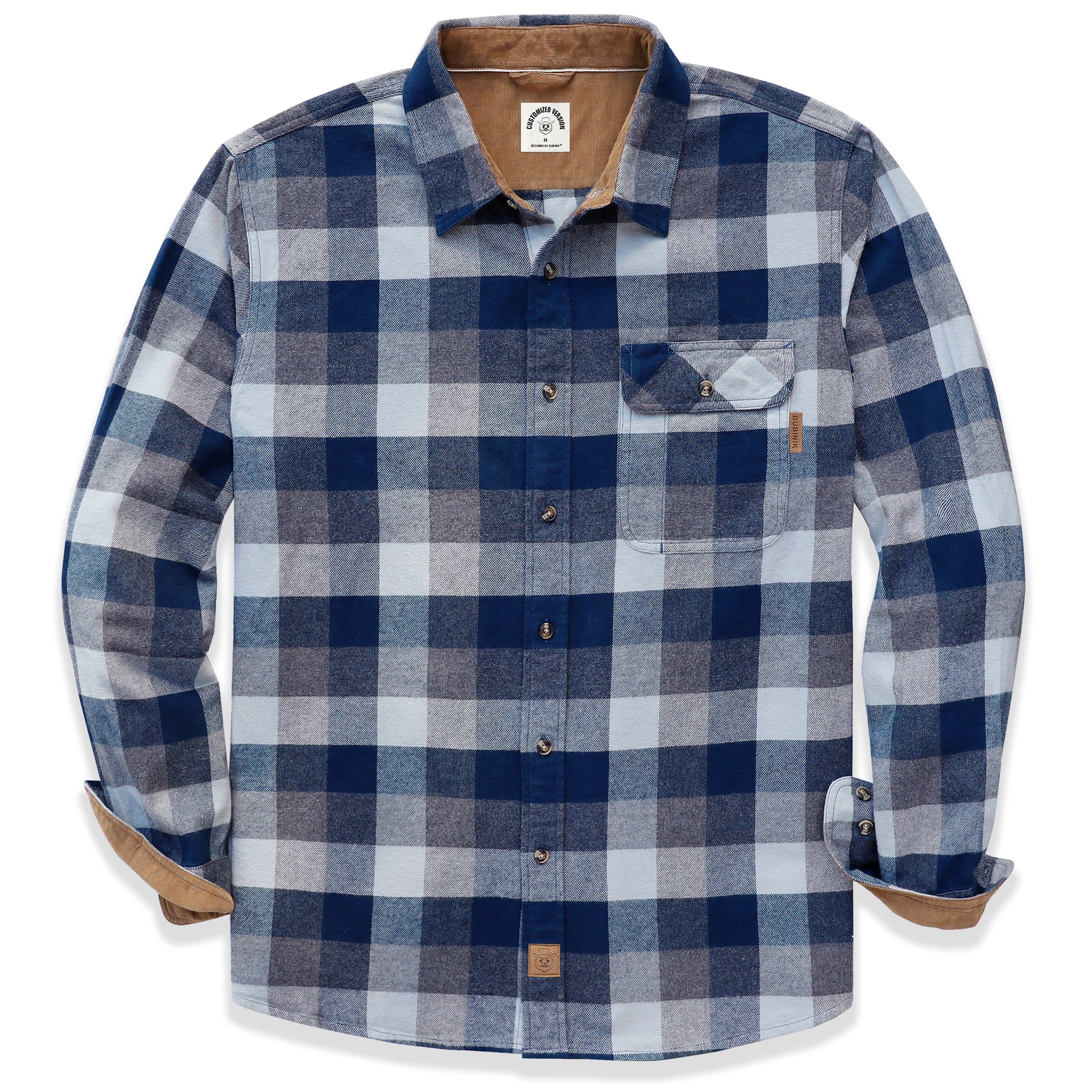 Herren Mittelschweres Flanellhemd, Langarm, lässig, Button-Down, gebürstetes Hemd aus 100 % Baumwolle #1027