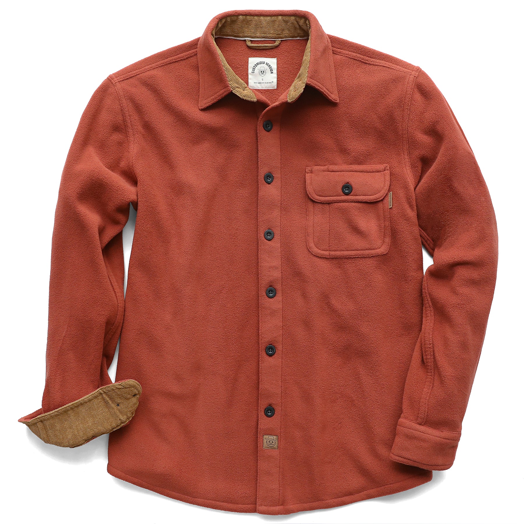 Mens Long Sleeve Fleece Shirt Casual Button Down Light-in-weight Shirt #0242