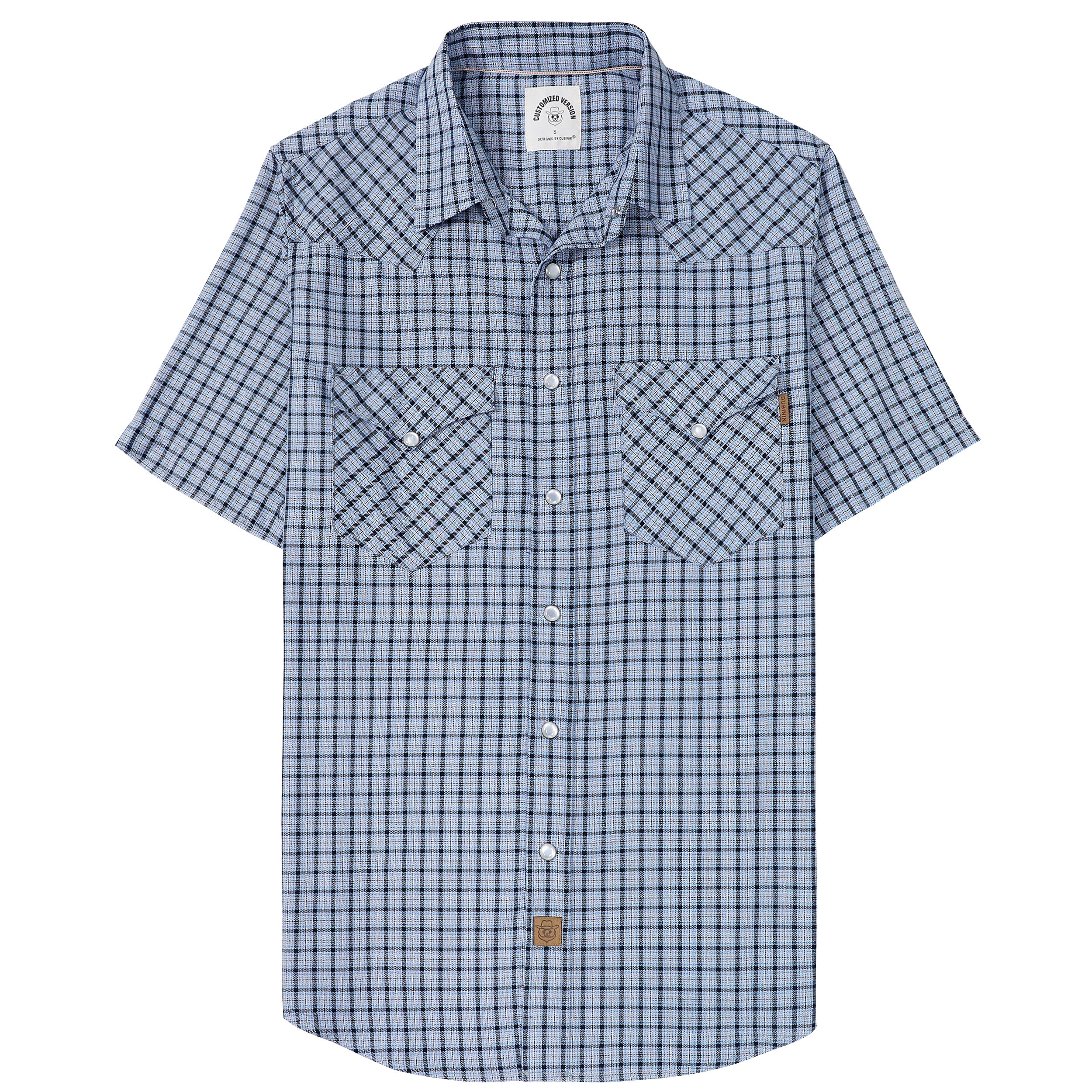 Chemises à carreaux à manches courtes en fibre de bambou Dubinik® pour hommes, style cowboy occidental, style vintage décontracté, avec boutons-pression nacrés, #2910