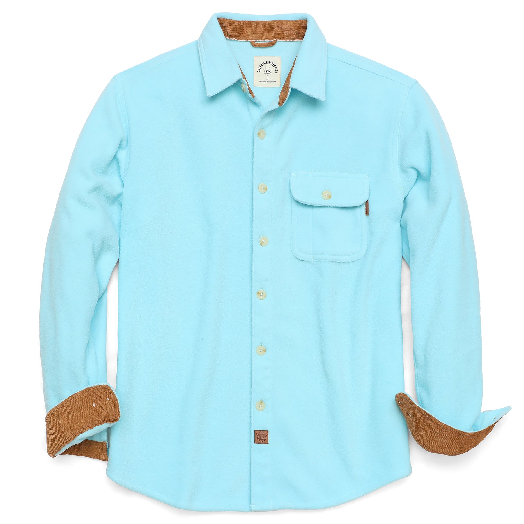 Mens Long Sleeve Fleece Shirt Casual Button Down Light-in-weight Shirt #0243