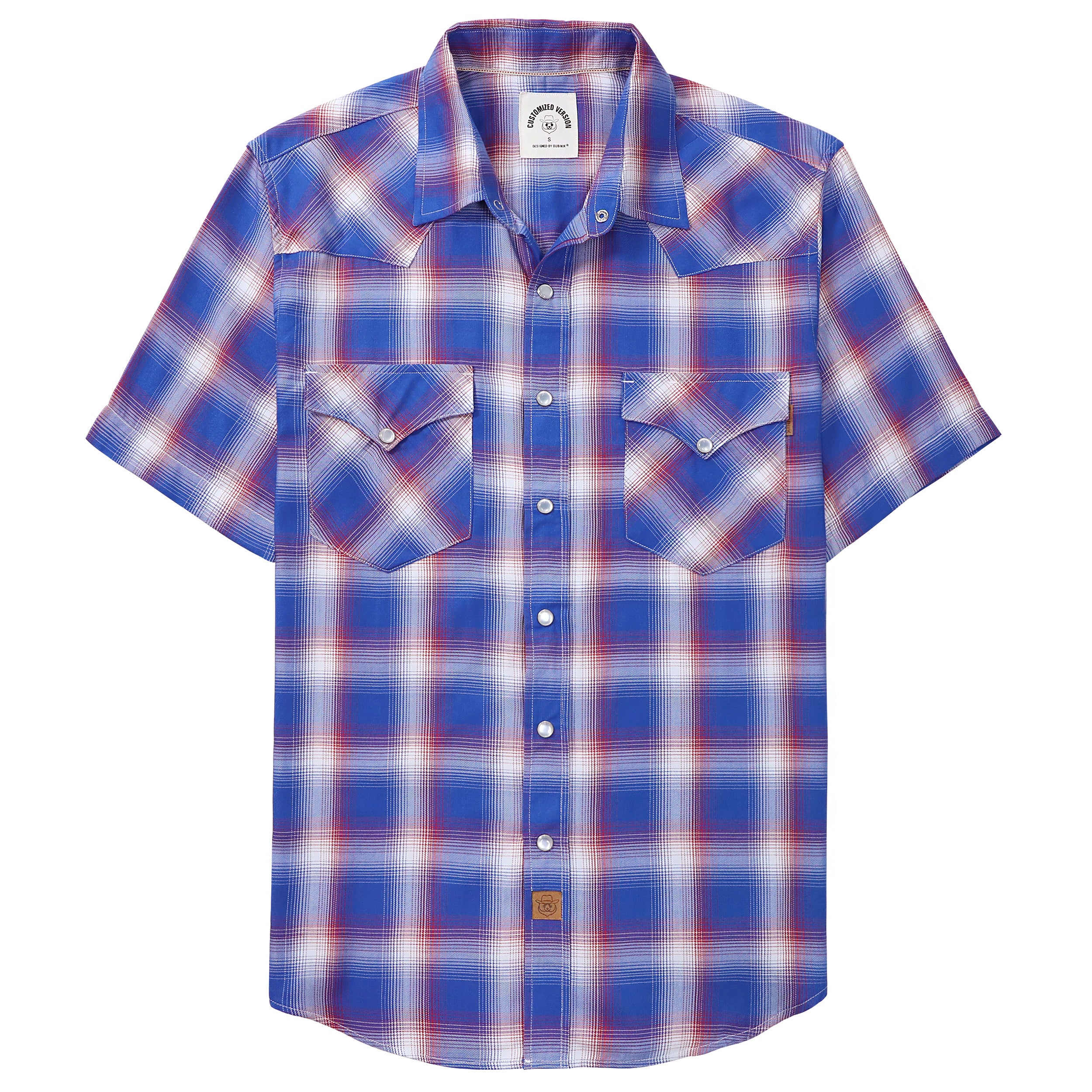 Chemises à carreaux à manches courtes en fibre de bambou Dubinik® pour hommes, style cowboy occidental, style vintage décontracté, avec boutons-pression nacrés, #2902